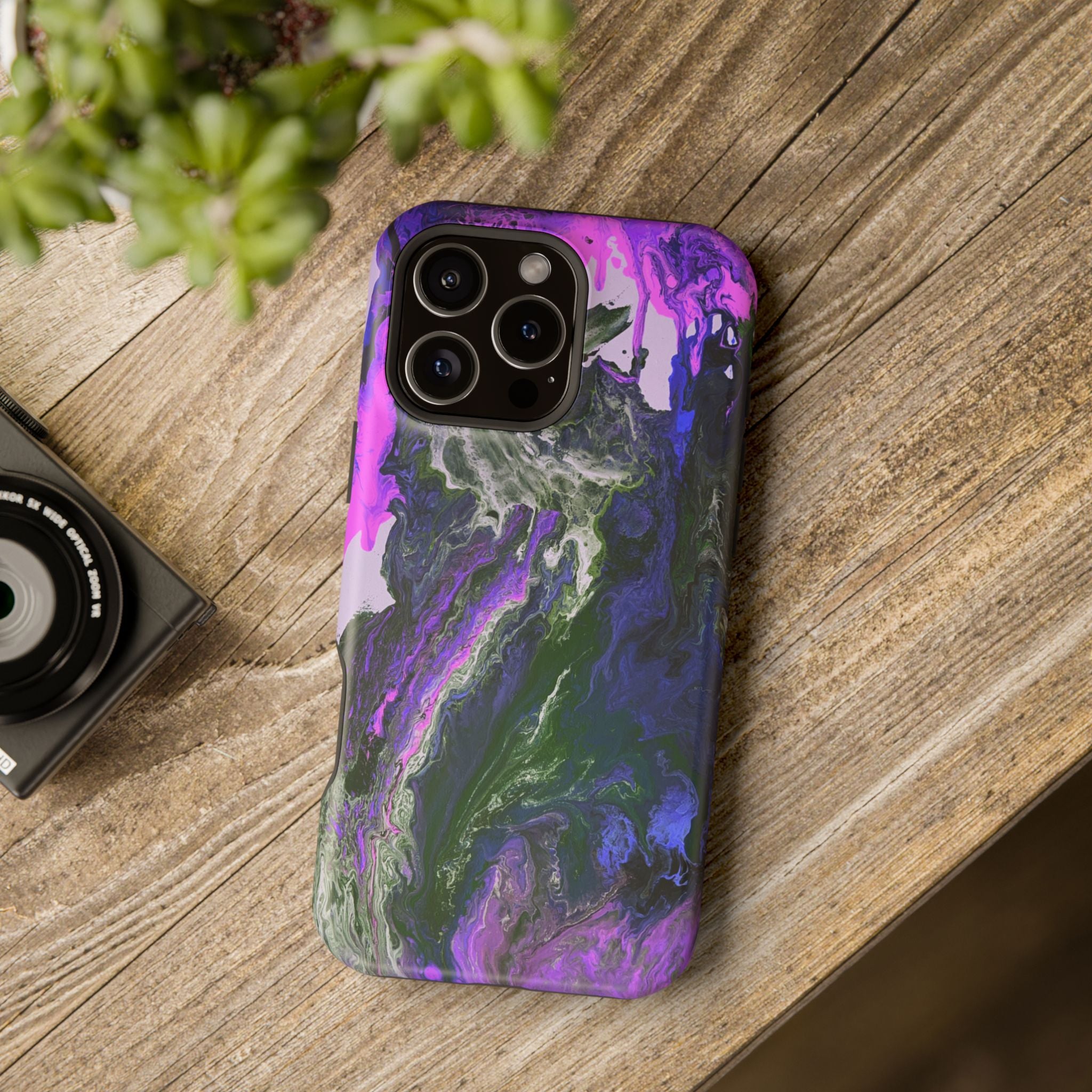 Neon Blossom X MagSafe iPhone Case – Abstract Art Design, Shockproof for iPhone 14–17 Pro & Pro Max