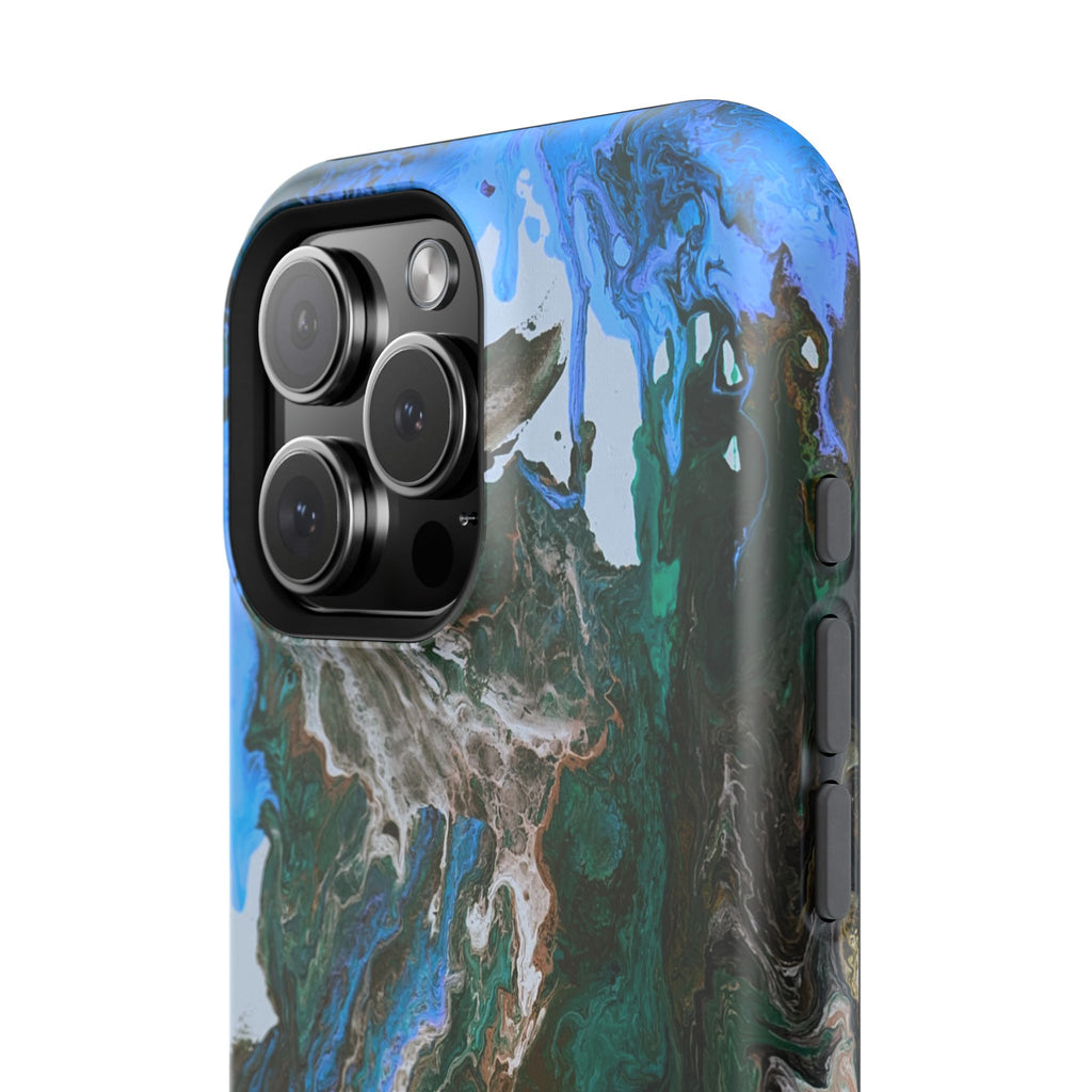 Cobalt Overdrive X MagSafe iPhone Case – Abstract Art Design, Shockproof for iPhone 14–17 Pro & Pro Max