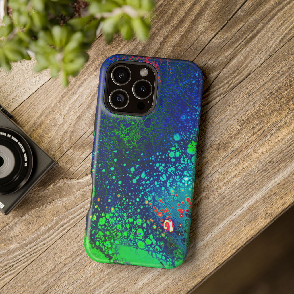 Techno Bloom MagSafe iPhone Case – Abstract Art Design, Shockproof for iPhone 14–17 Pro & Pro Max