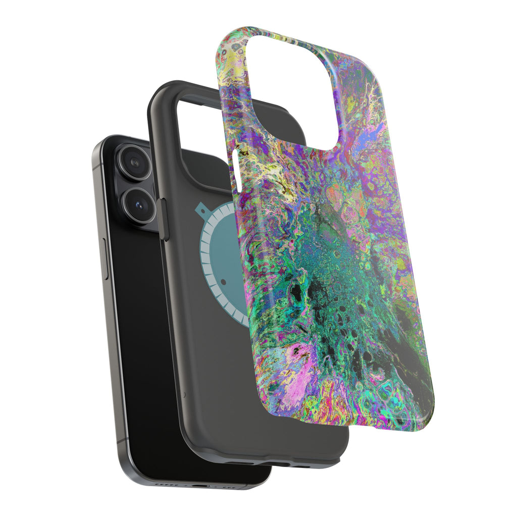 Violet Bloom MagSafe iPhone Case – Abstract Art Design, Shockproof for iPhone 14–17 Pro & Pro Max