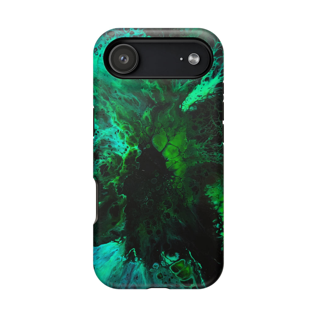 Emerald Collapse MagSafe iPhone Case – Abstract Art Design, Shockproof for iPhone 14–17 Pro & Pro Max