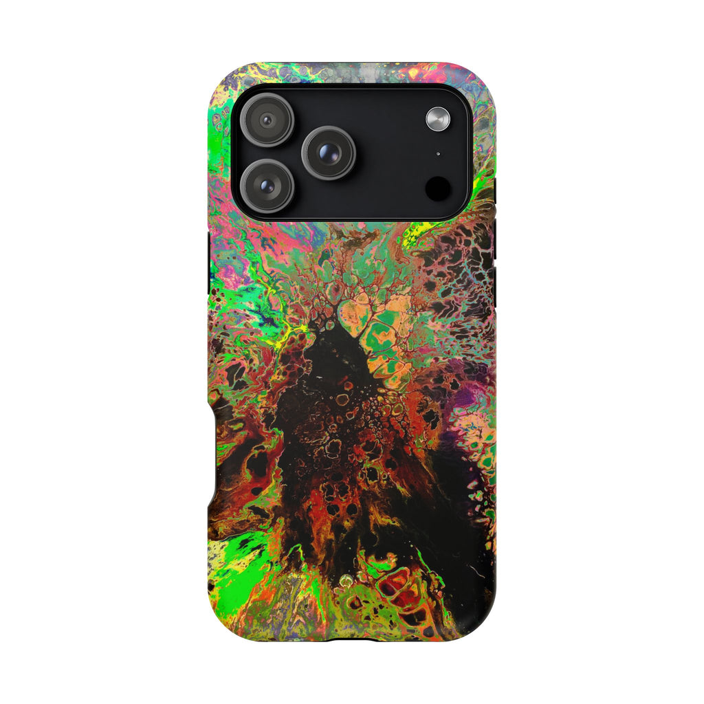 Toxic Bloom MagSafe iPhone Case – Abstract Art Design, Shockproof for iPhone 14–17 Pro & Pro Max