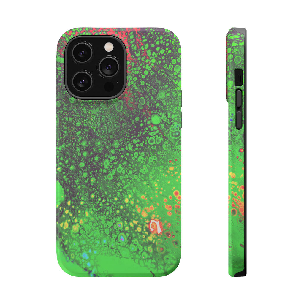 Toxic Pulse MagSafe iPhone Case – Abstract Art Design, Shockproof for iPhone 14–17 Pro & Pro Max