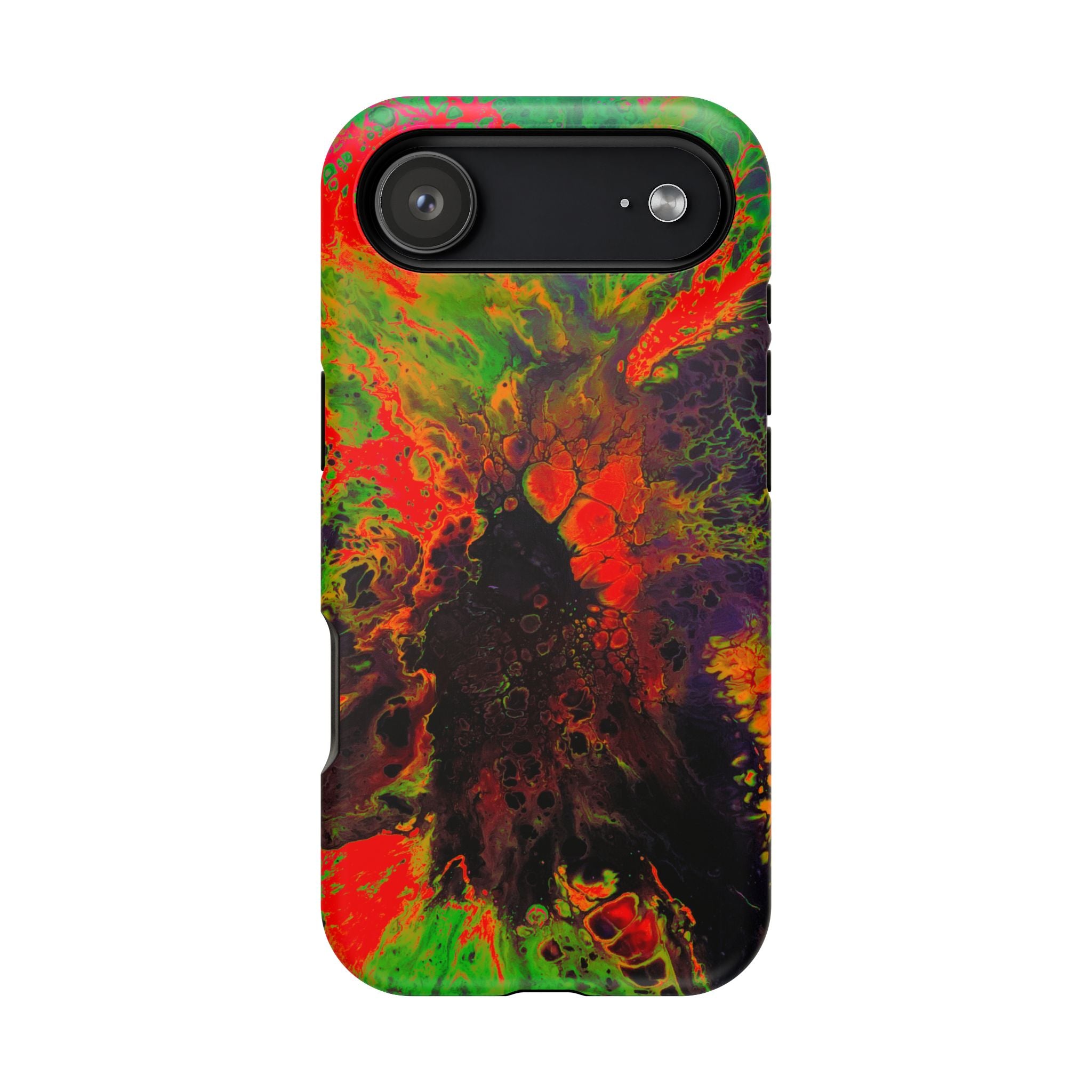 Neon Camo MagSafe iPhone Case – Abstract Art Design, Shockproof for iPhone 14–17 Pro & Pro Max
