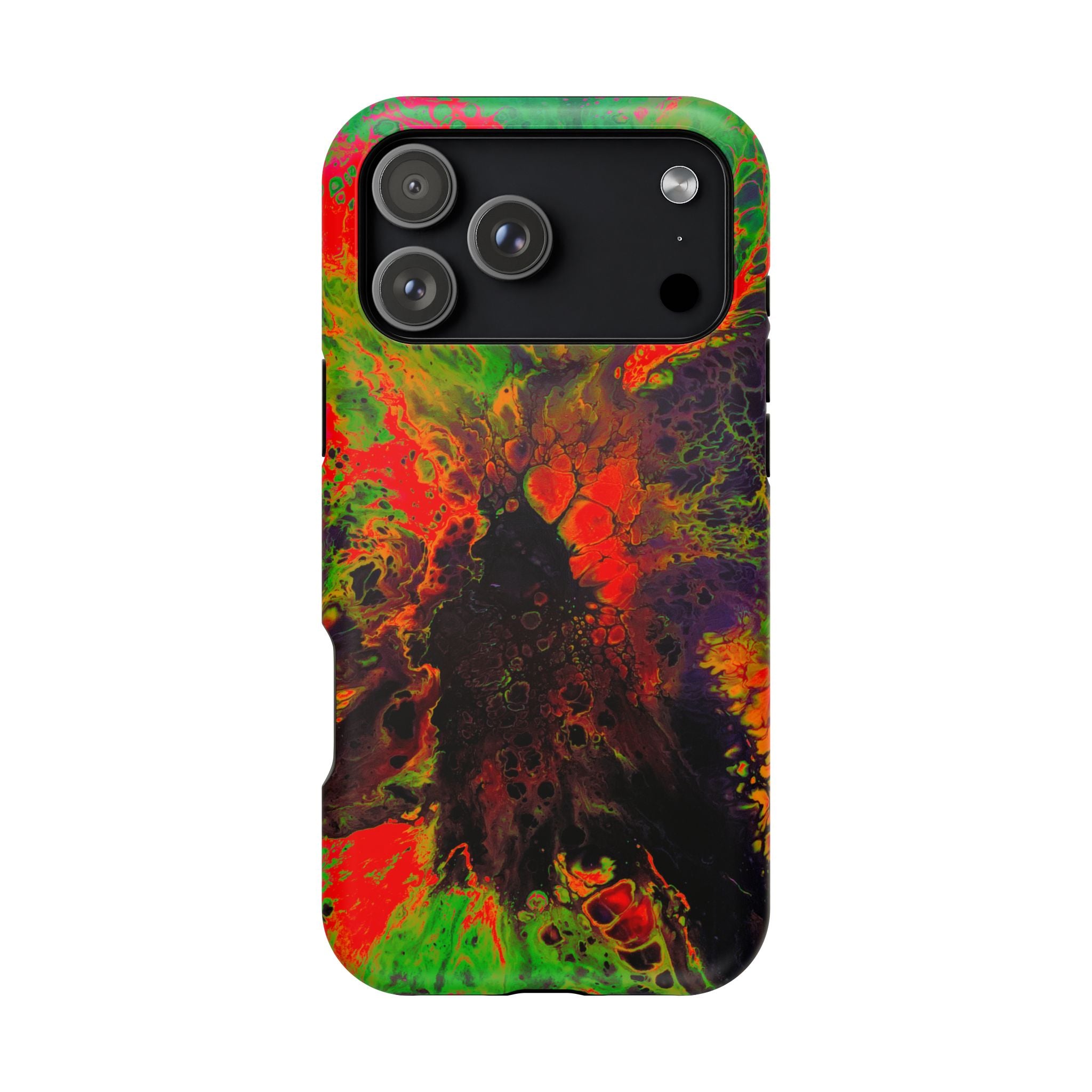 Neon Camo MagSafe iPhone Case – Abstract Art Design, Shockproof for iPhone 14–17 Pro & Pro Max