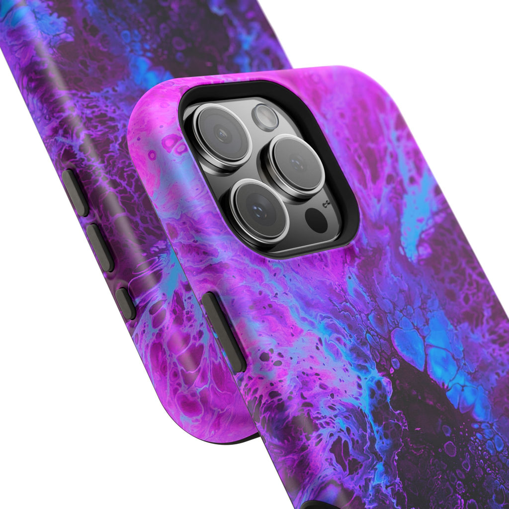 Violet Nebula MagSafe iPhone Case – Abstract Art Design, Shockproof for iPhone 14–17 Pro & Pro Max