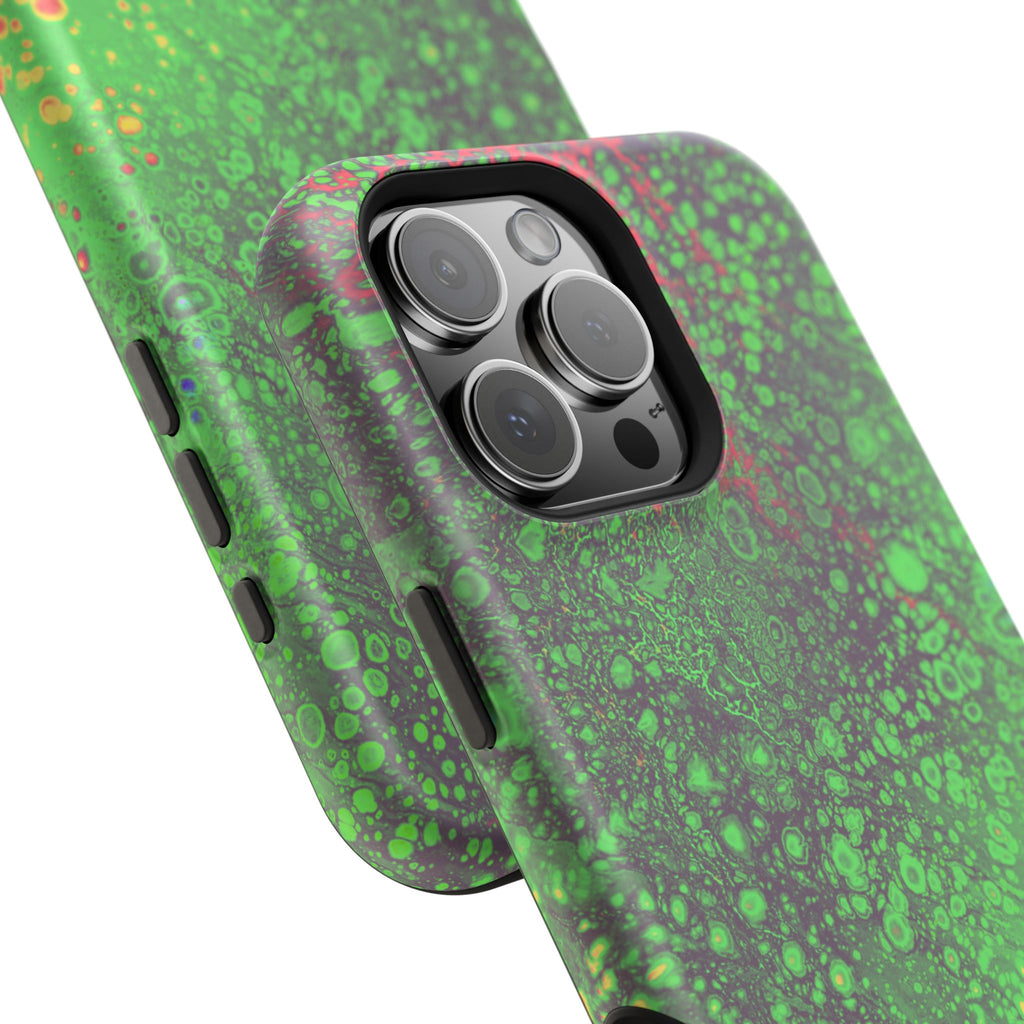 Toxic Pulse MagSafe iPhone Case – Abstract Art Design, Shockproof for iPhone 14–17 Pro & Pro Max