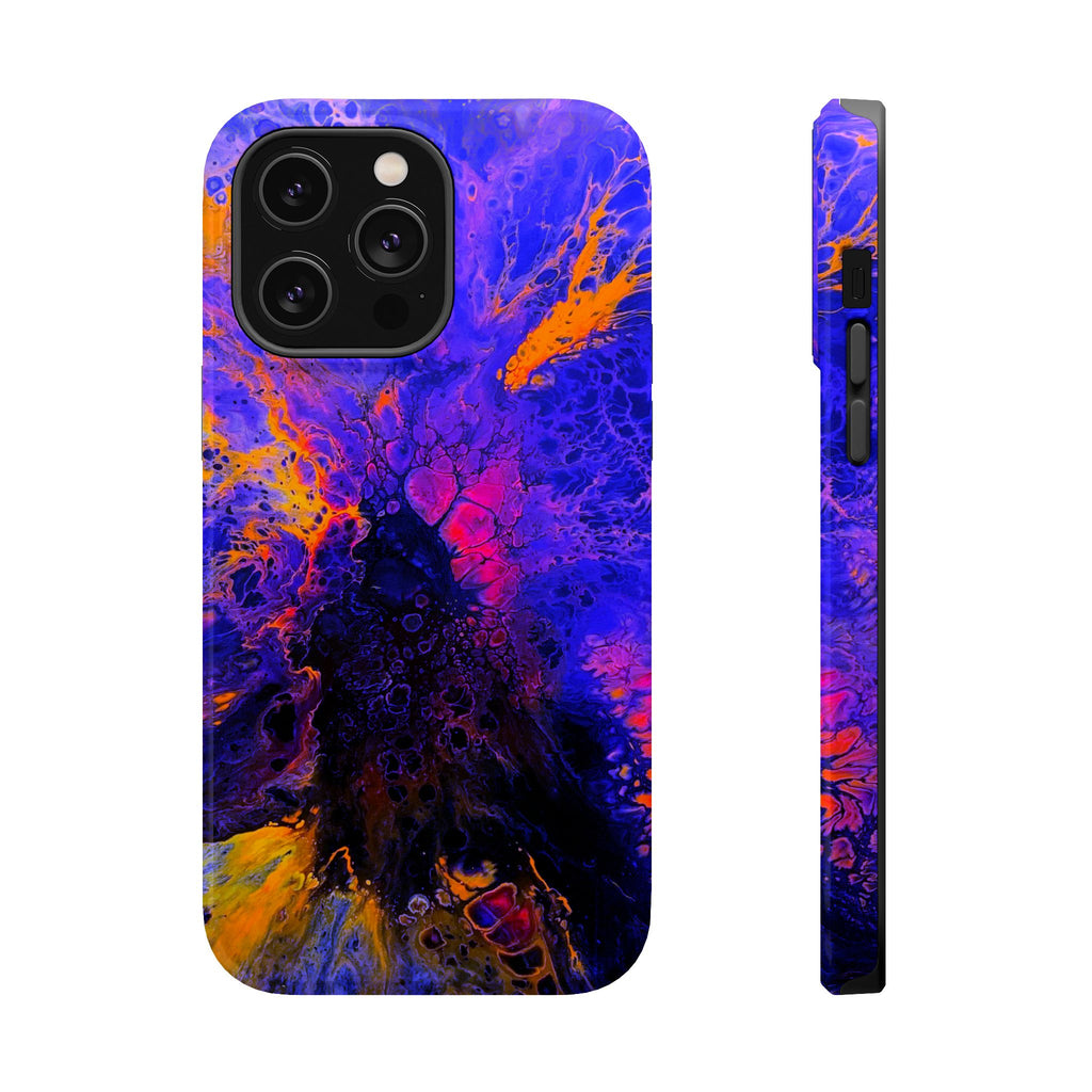 Cobalt Storm MagSafe iPhone Case – Abstract Art Design, Shockproof for iPhone 14–17 Pro & Pro Max