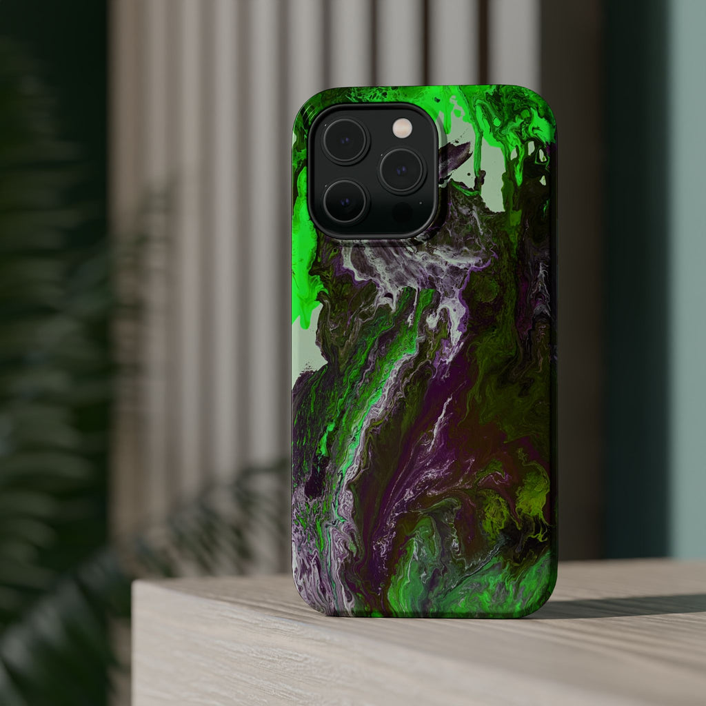 Biohazard Flow X MagSafe iPhone Case – Abstract Art Design, Shockproof for iPhone 14–17 Pro & Pro Max
