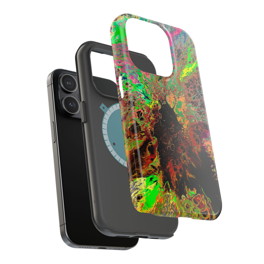 Toxic Bloom MagSafe iPhone Case – Abstract Art Design, Shockproof for iPhone 14–17 Pro & Pro Max
