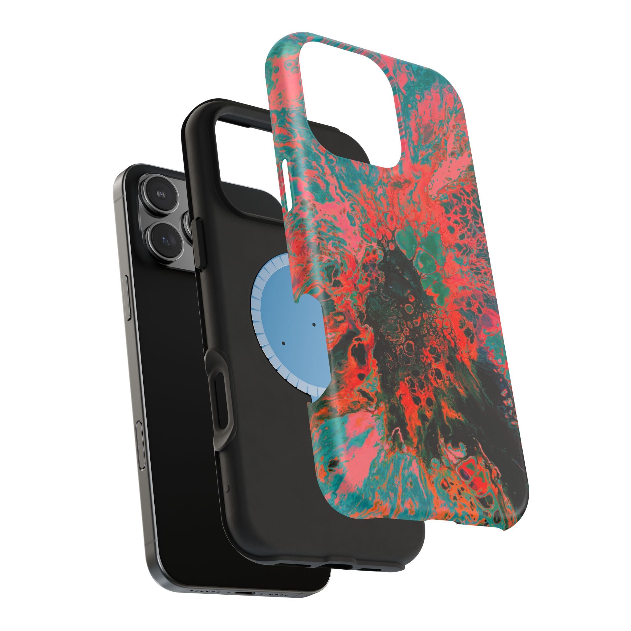 Crimson Shock MagSafe iPhone Case – Abstract Art Design, Shockproof for iPhone 14–17 Pro & Pro Max