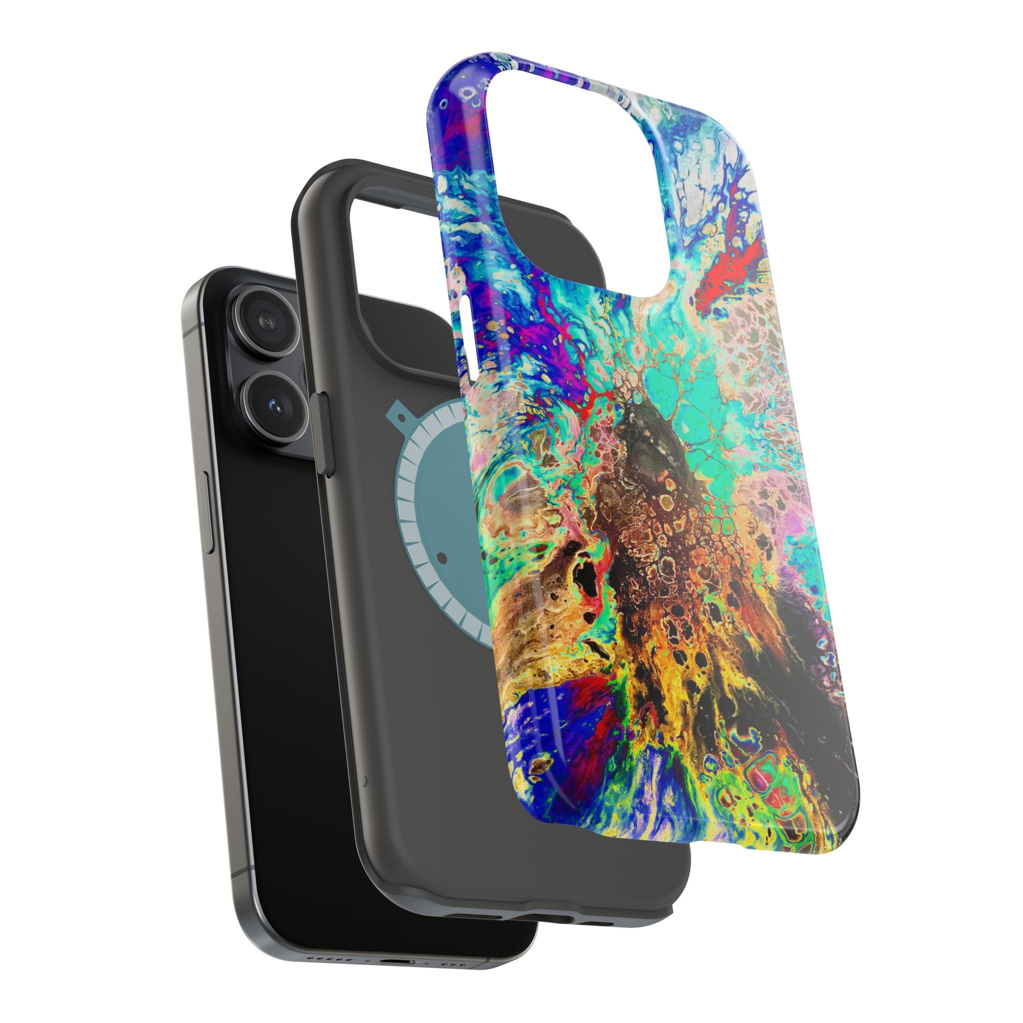 Spectrum Collapse MagSafe iPhone Case – Abstract Art Design, Shockproof for iPhone 14–17 Pro & Pro Max