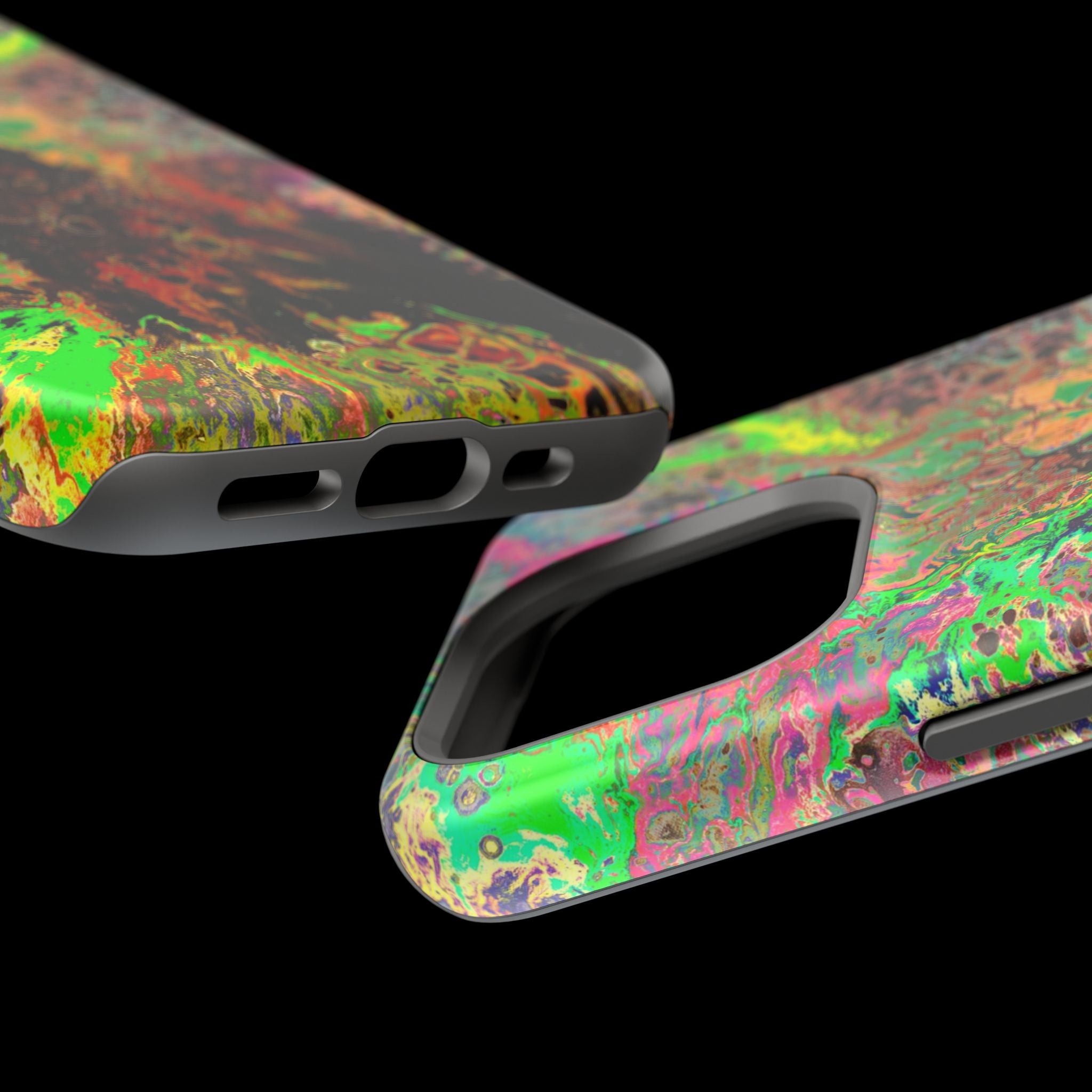 Toxic Bloom MagSafe iPhone Case – Abstract Art Design, Shockproof for iPhone 14–17 Pro & Pro Max