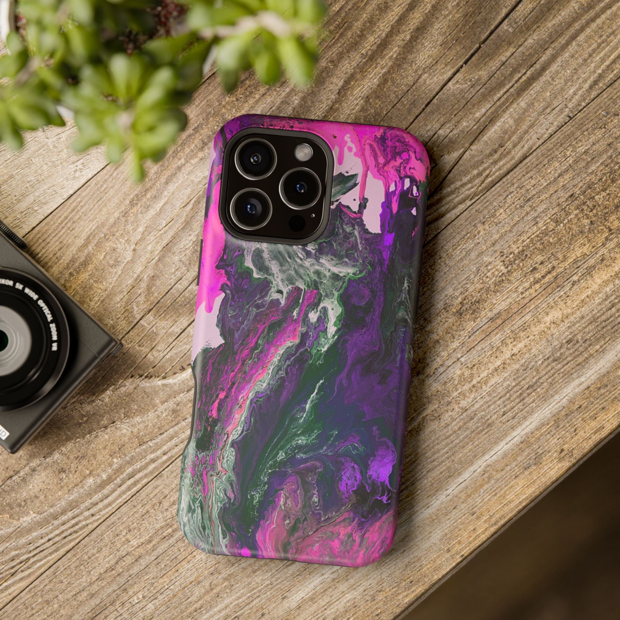 Fuchsia Coreline X MagSafe iPhone Case – Abstract Art Design, Shockproof for iPhone 14–17 Pro & Pro Max
