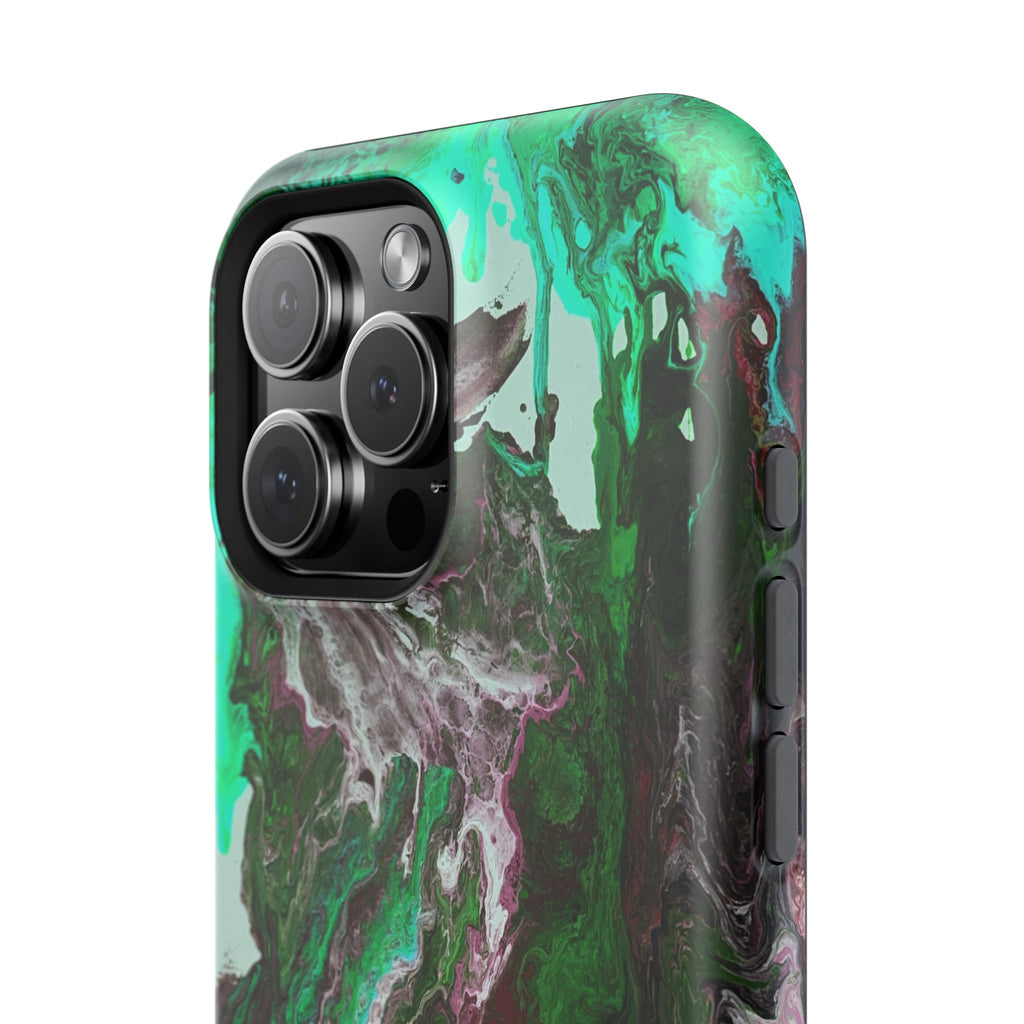 Mint Overdrive X MagSafe iPhone Case – Abstract Art Design, Shockproof for iPhone 14–17 Pro & Pro Max