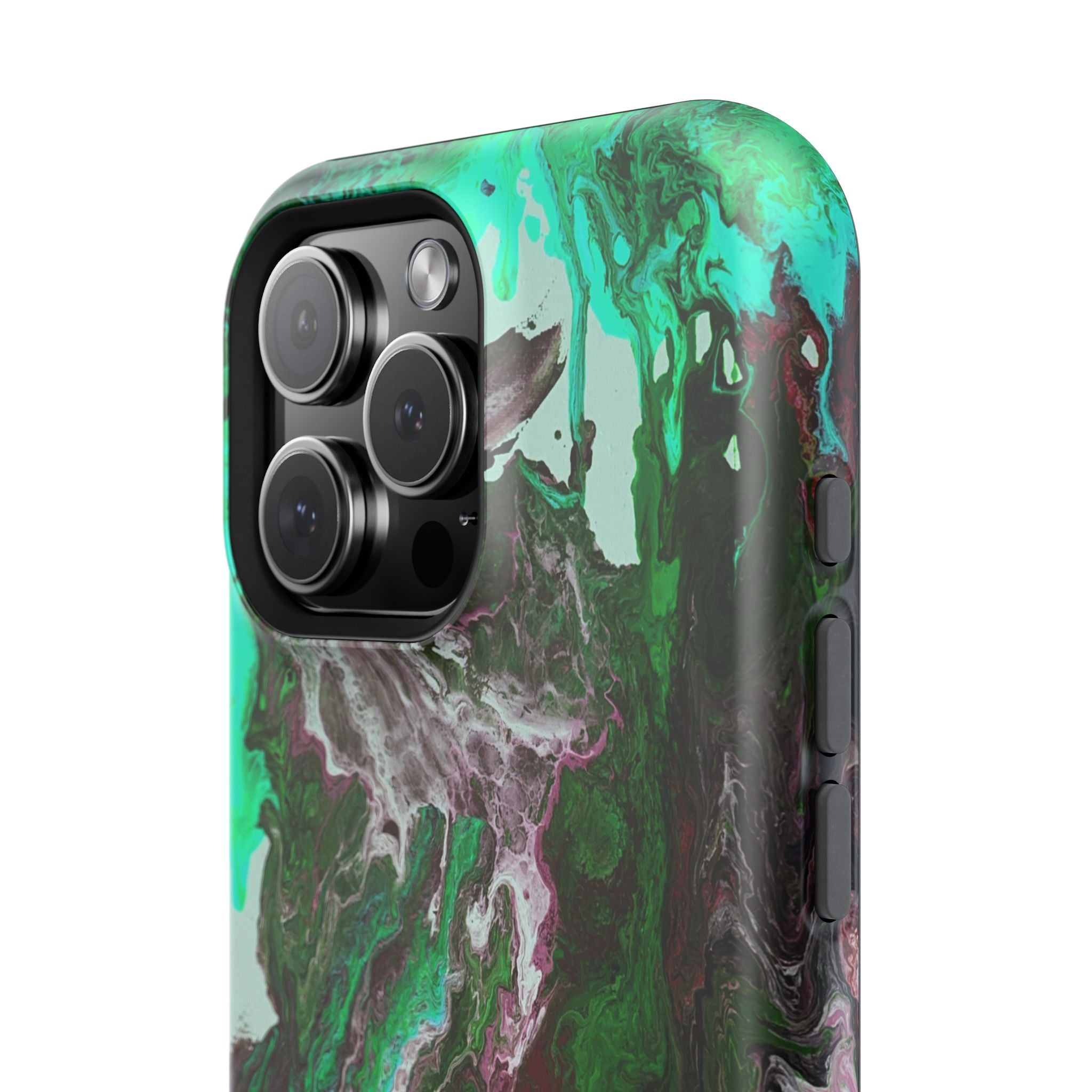 Mint Overdrive X MagSafe iPhone Case – Abstract Art Design, Shockproof for iPhone 14–17 Pro & Pro Max