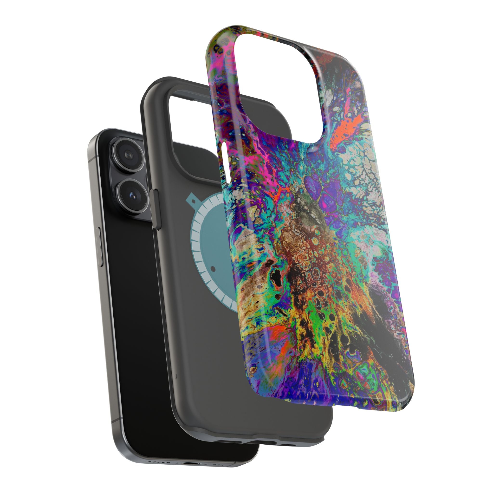 Neon Vein MagSafe iPhone Case – Abstract Art Design, Shockproof for iPhone 14–17 Pro & Pro Max