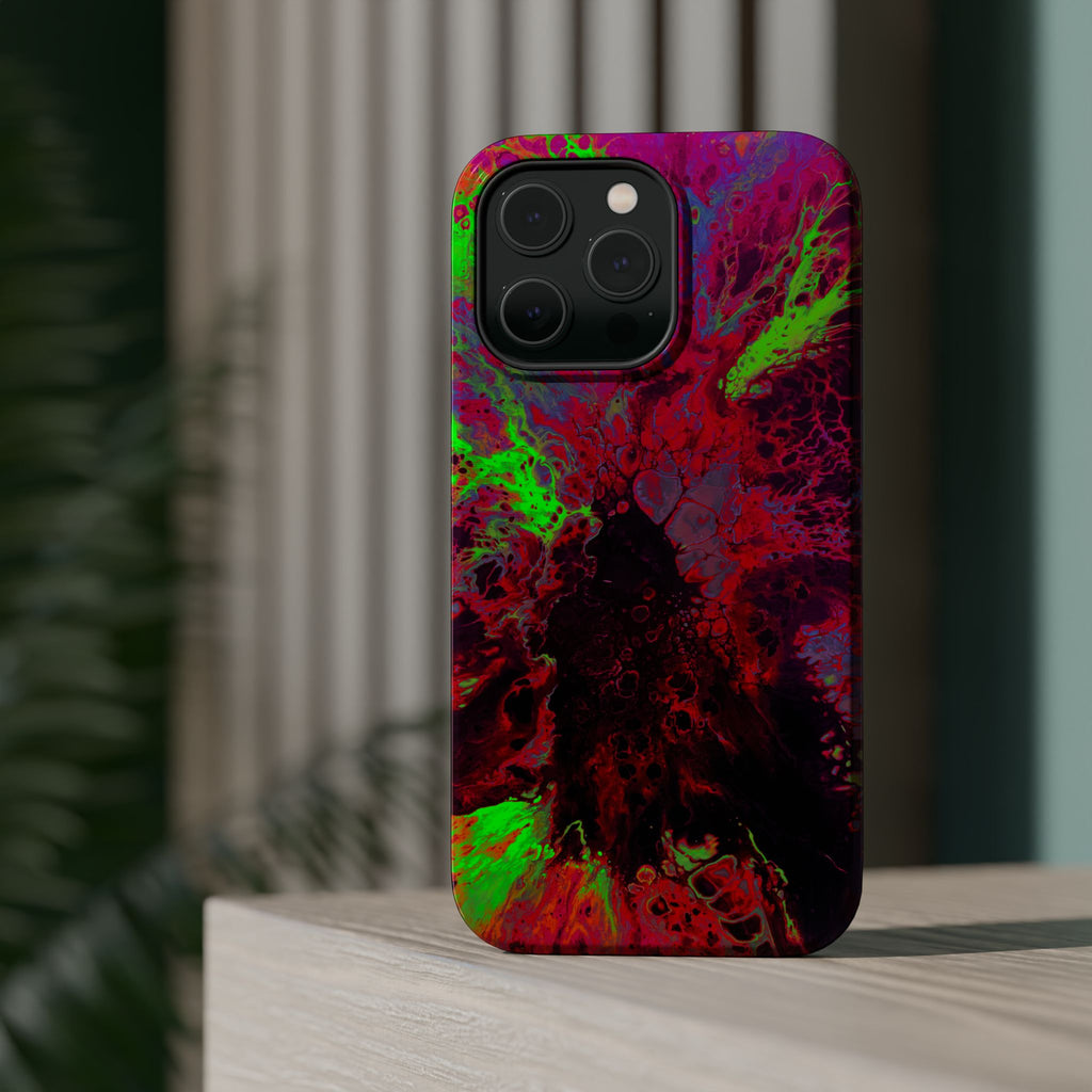 Toxic Flux MagSafe iPhone Case – Abstract Art Design, Shockproof for iPhone 14–17 Pro & Pro Max