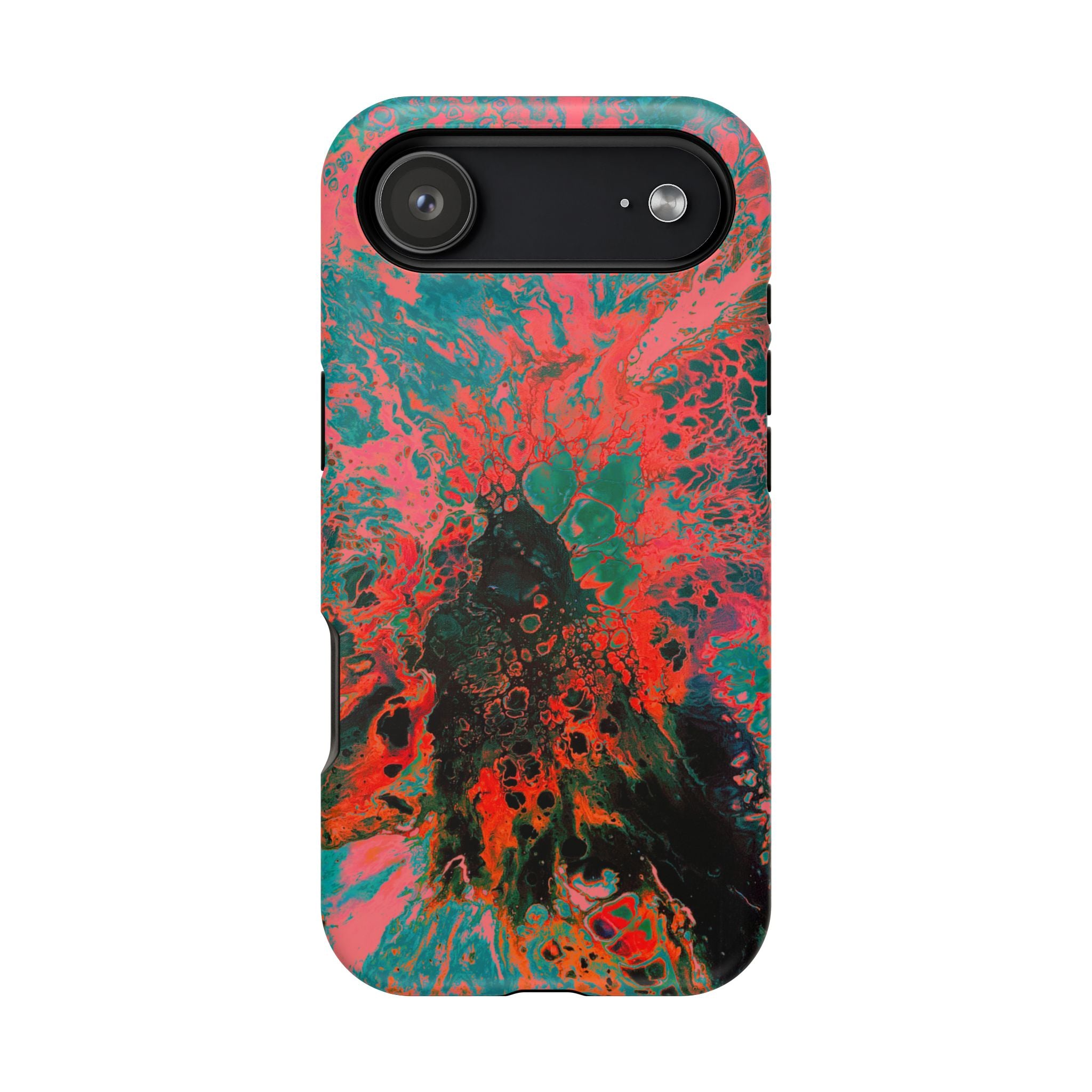 Crimson Shock MagSafe iPhone Case – Abstract Art Design, Shockproof for iPhone 14–17 Pro & Pro Max