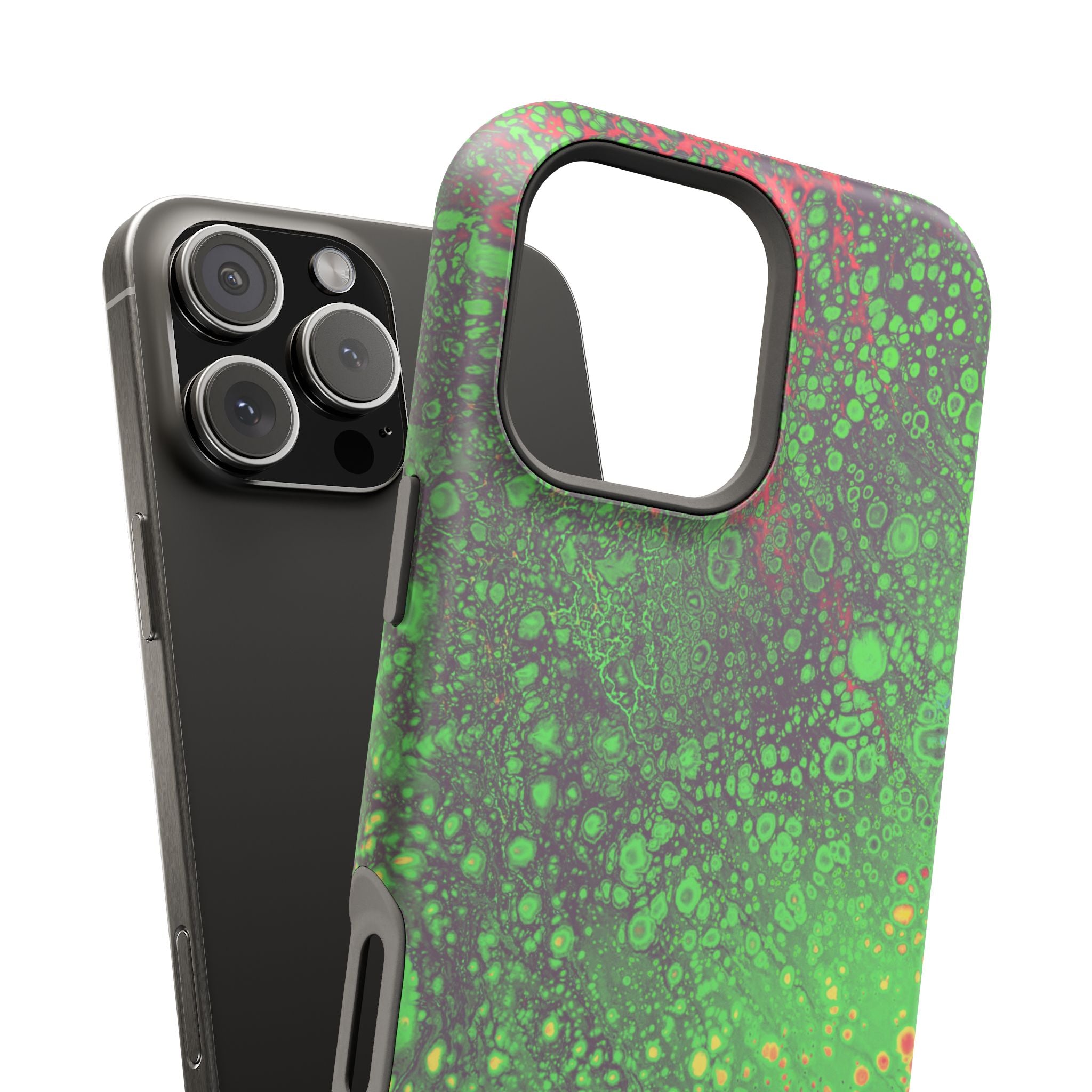 Toxic Pulse MagSafe iPhone Case – Abstract Art Design, Shockproof for iPhone 14–17 Pro & Pro Max
