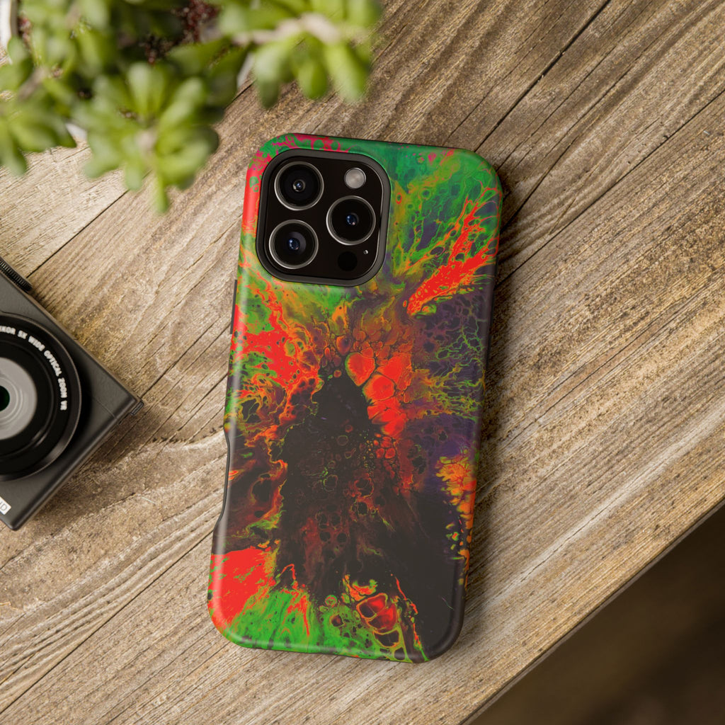 Neon Camo MagSafe iPhone Case – Abstract Art Design, Shockproof for iPhone 14–17 Pro & Pro Max