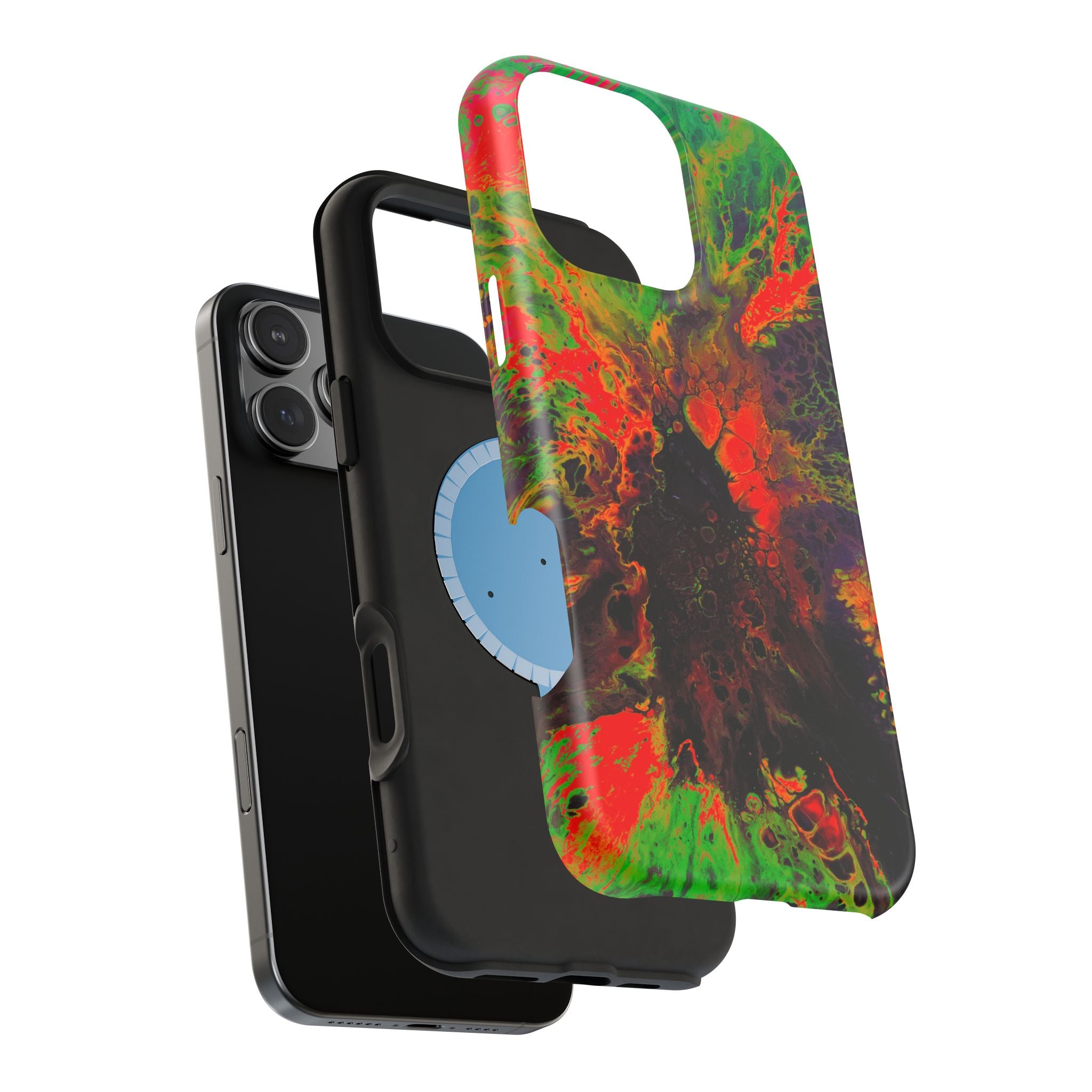 Neon Camo MagSafe iPhone Case – Abstract Art Design, Shockproof for iPhone 14–17 Pro & Pro Max