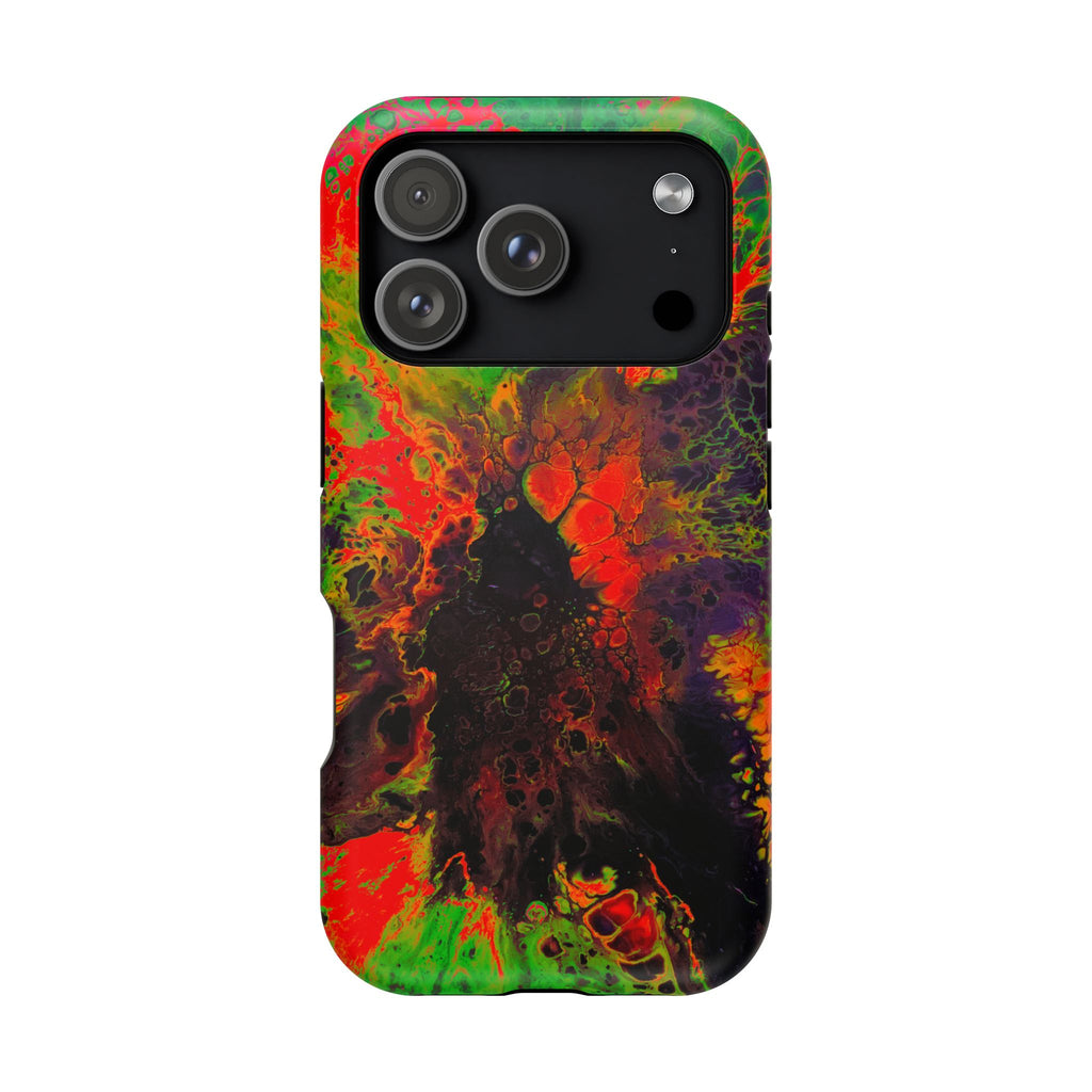 Neon Camo MagSafe iPhone Case – Abstract Art Design, Shockproof for iPhone 14–17 Pro & Pro Max