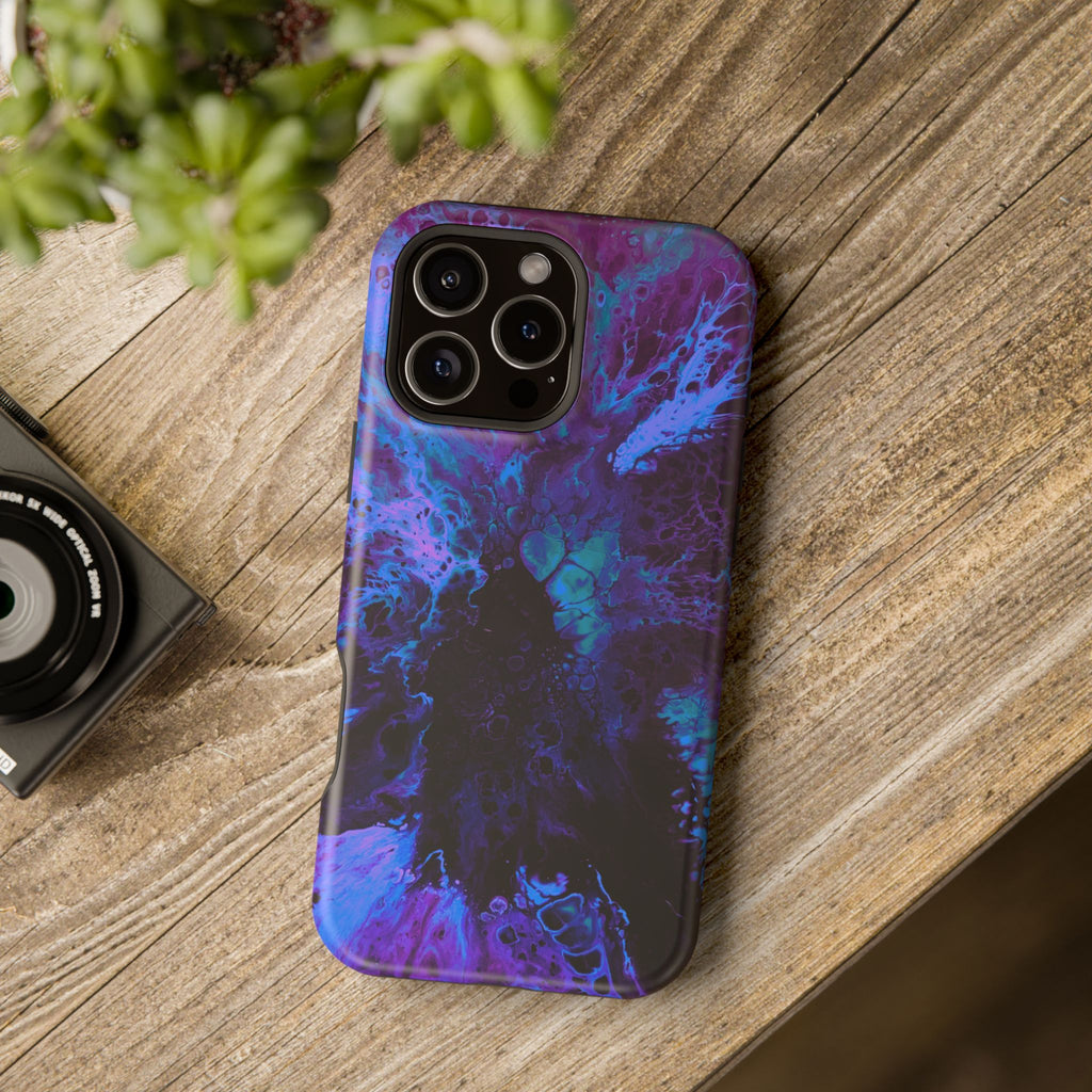 Azure Reactor MagSafe iPhone Case – Abstract Art Design, Shockproof for iPhone 14–17 Pro & Pro Max