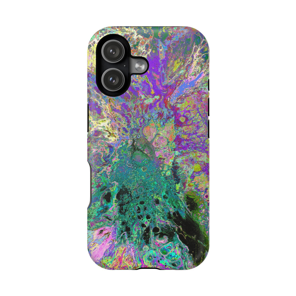 Violet Bloom MagSafe iPhone Case – Abstract Art Design, Shockproof for iPhone 14–17 Pro & Pro Max