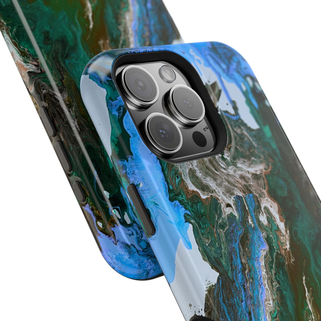 Cobalt Overdrive X MagSafe iPhone Case – Abstract Art Design, Shockproof for iPhone 14–17 Pro & Pro Max