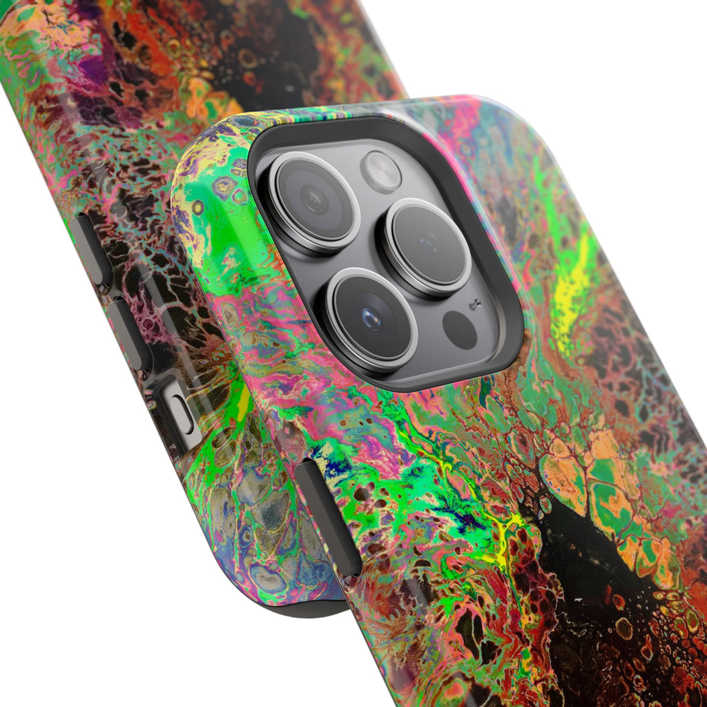 Toxic Bloom MagSafe iPhone Case – Abstract Art Design, Shockproof for iPhone 14–17 Pro & Pro Max