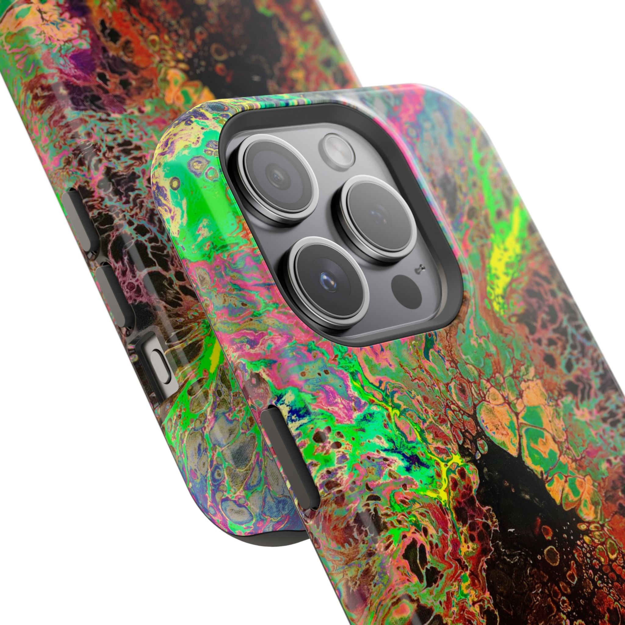 Toxic Bloom MagSafe iPhone Case – Abstract Art Design, Shockproof for iPhone 14–17 Pro & Pro Max