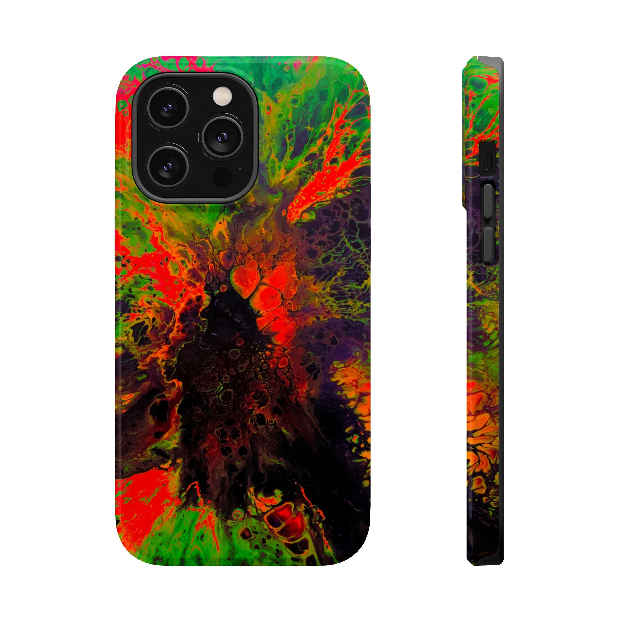 Neon Camo MagSafe iPhone Case – Abstract Art Design, Shockproof for iPhone 14–17 Pro & Pro Max