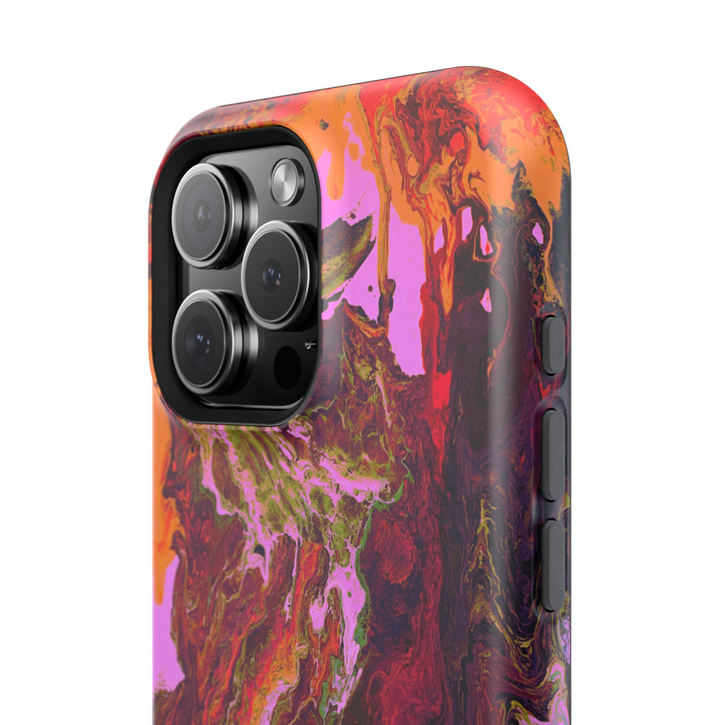 Gold Reactor X MagSafe iPhone Case – Abstract Art Design, Shockproof for iPhone 14–17 Pro & Pro Max