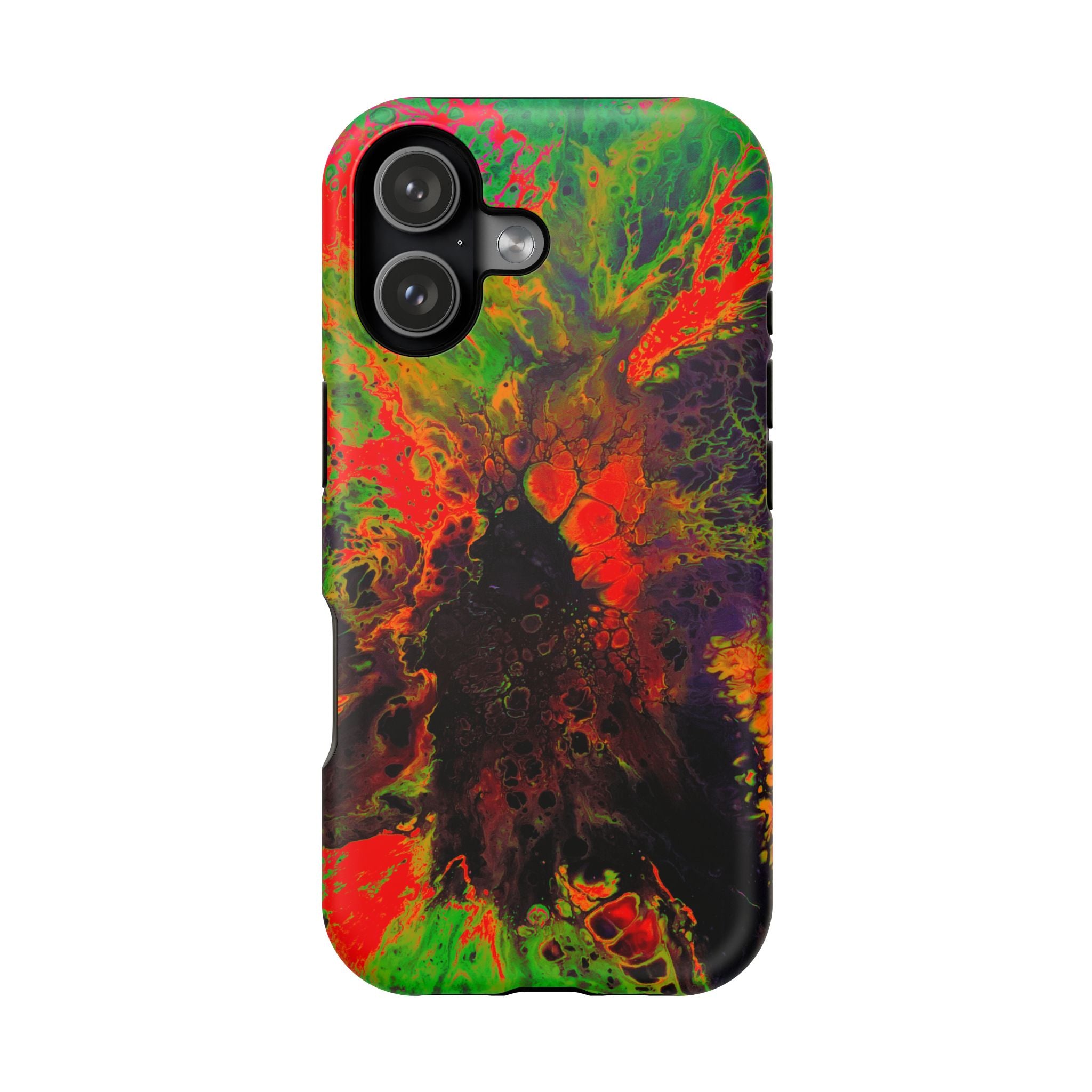 Neon Camo MagSafe iPhone Case – Abstract Art Design, Shockproof for iPhone 14–17 Pro & Pro Max