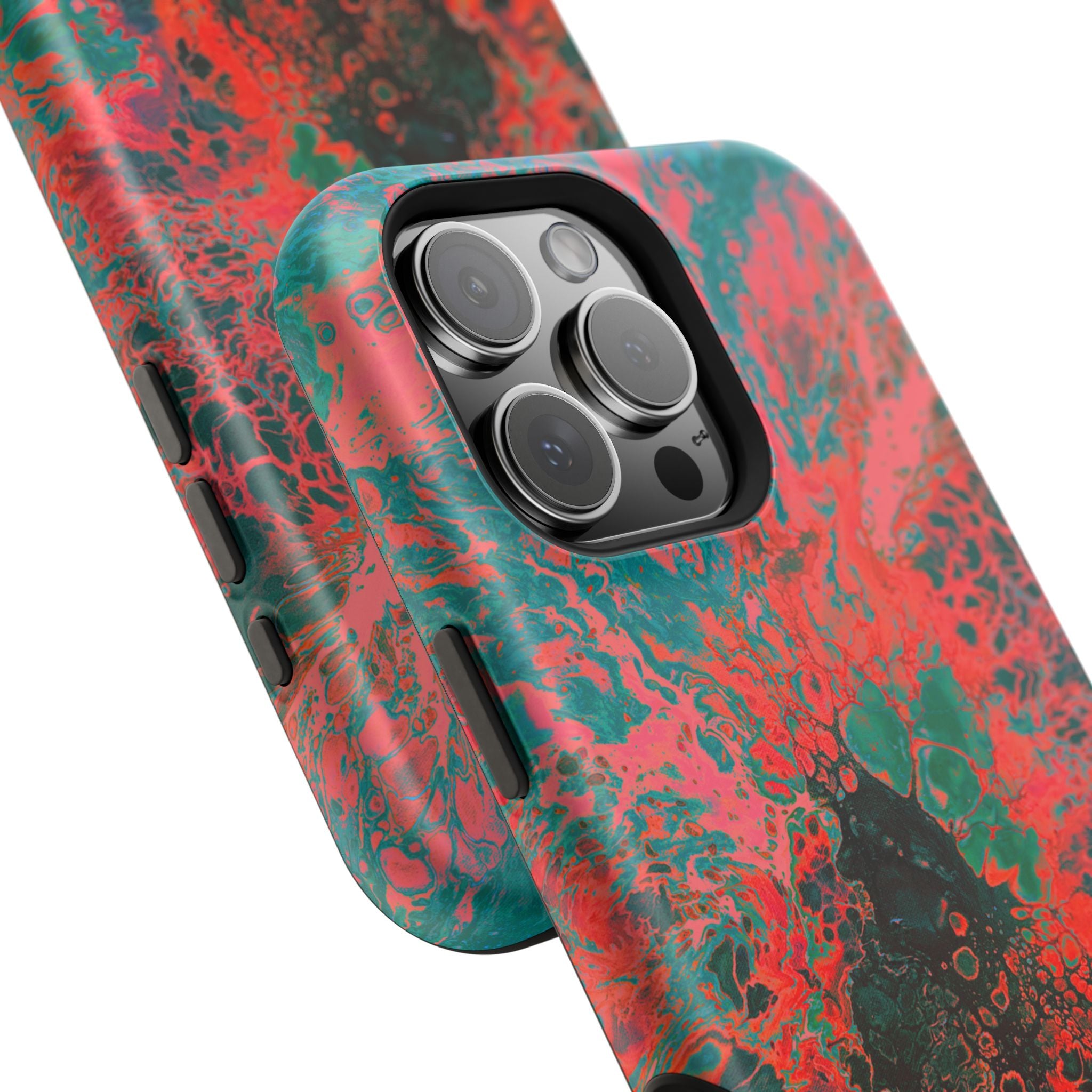 Crimson Shock MagSafe iPhone Case – Abstract Art Design, Shockproof for iPhone 14–17 Pro & Pro Max