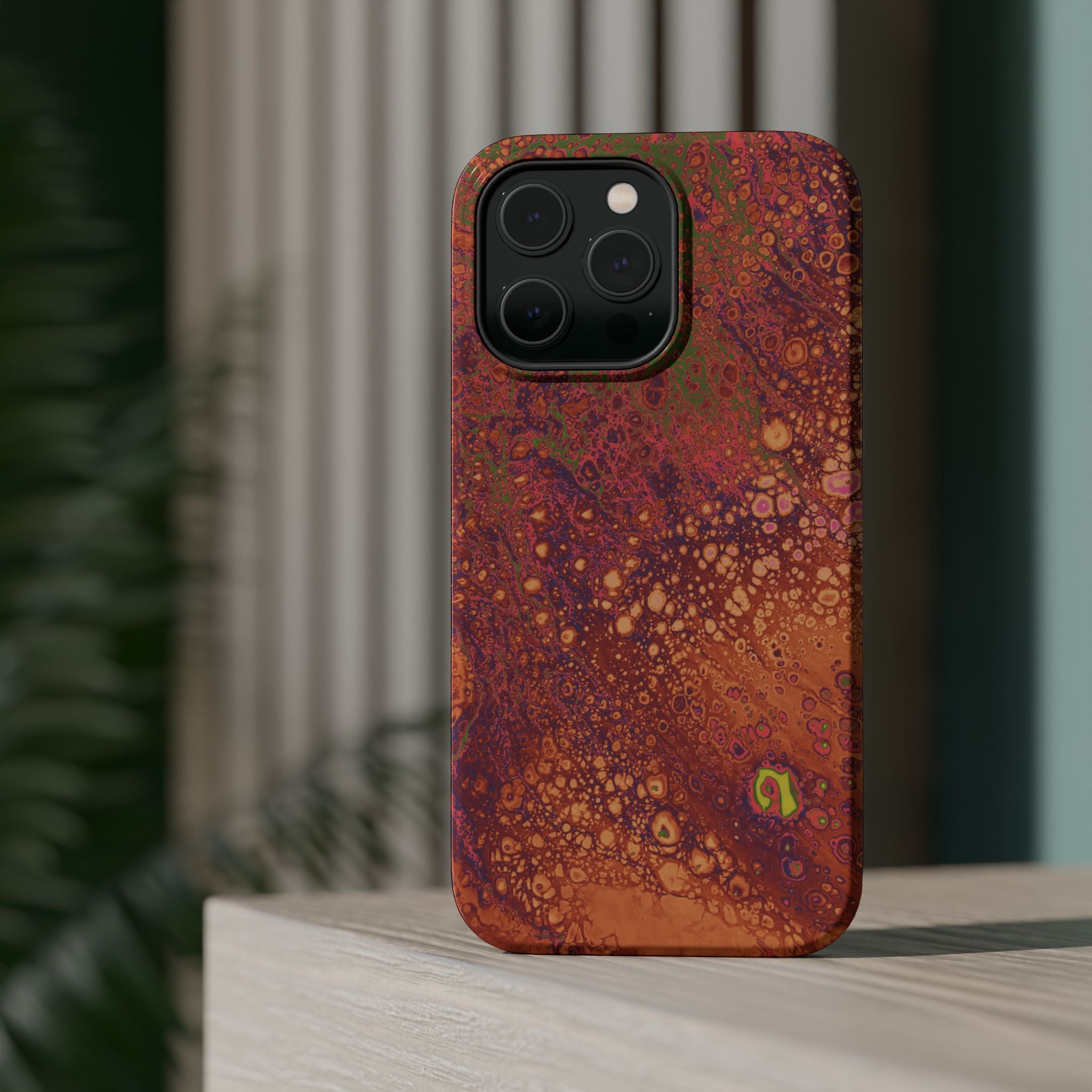 Amber Surge MagSafe iPhone Case – Abstract Art Design, Shockproof for iPhone 14–17 Pro & Pro Max