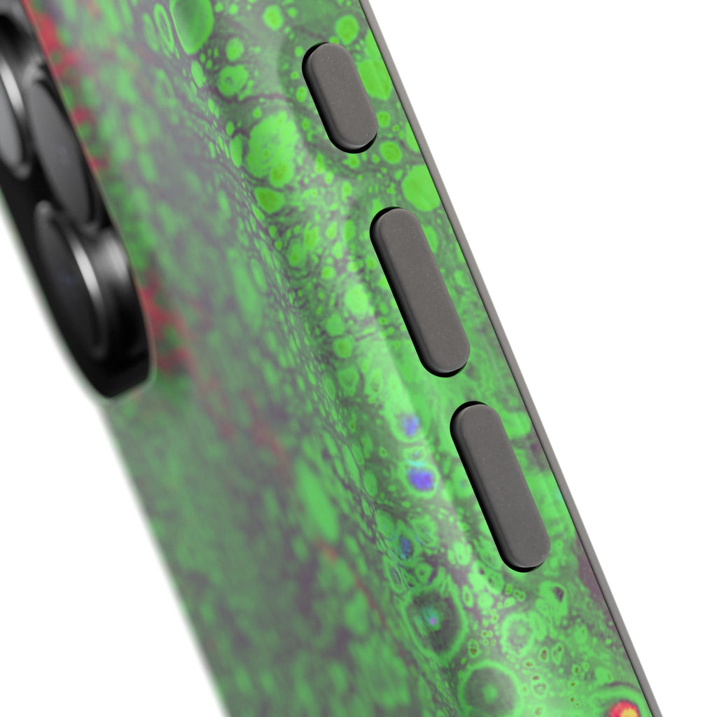 Toxic Pulse MagSafe iPhone Case – Abstract Art Design, Shockproof for iPhone 14–17 Pro & Pro Max