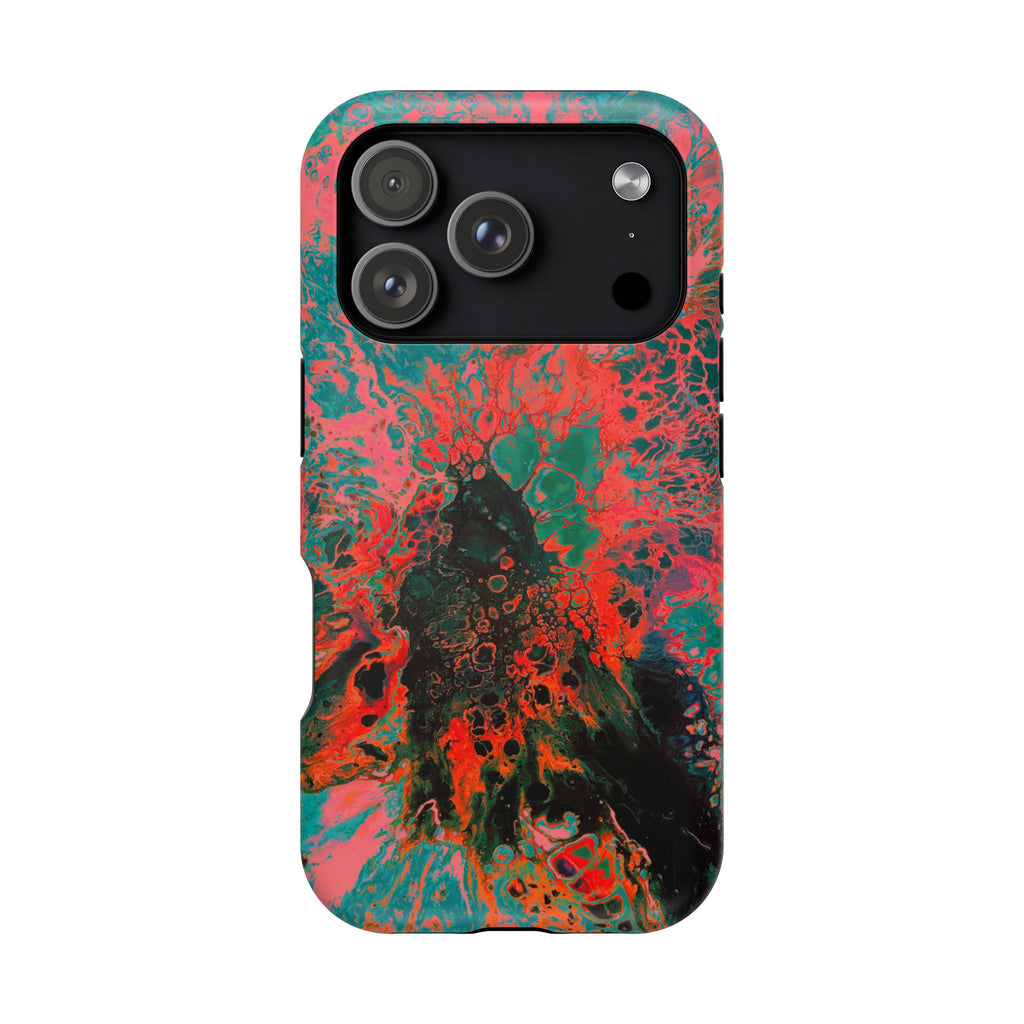 Crimson Shock MagSafe iPhone Case – Abstract Art Design, Shockproof for iPhone 14–17 Pro & Pro Max