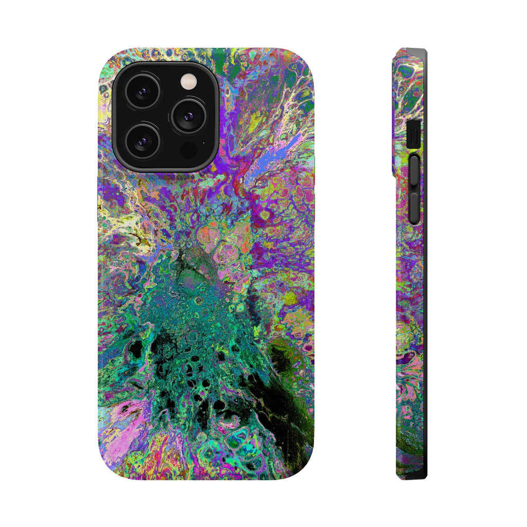 Violet Bloom MagSafe iPhone Case – Abstract Art Design, Shockproof for iPhone 14–17 Pro & Pro Max