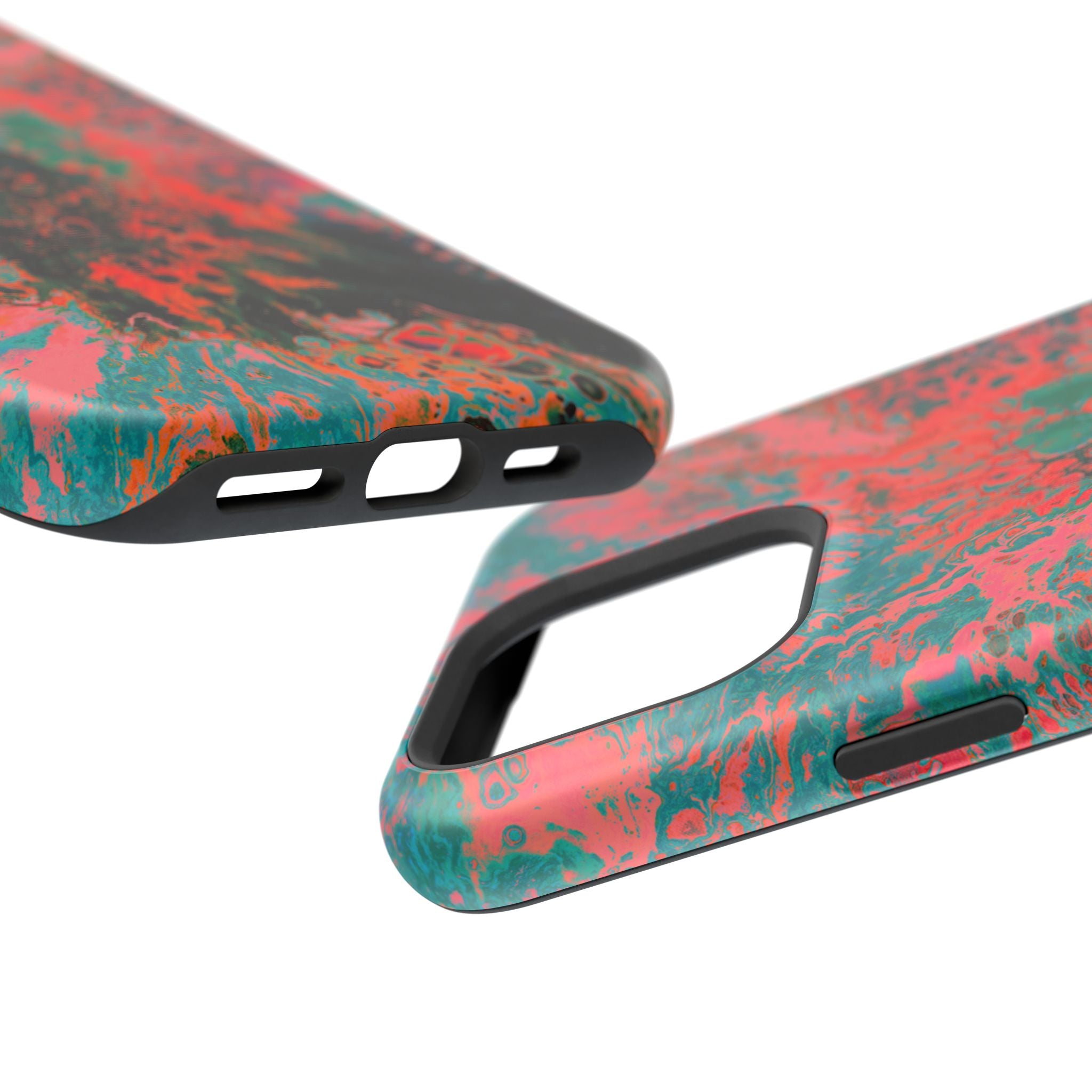 Crimson Shock MagSafe iPhone Case – Abstract Art Design, Shockproof for iPhone 14–17 Pro & Pro Max