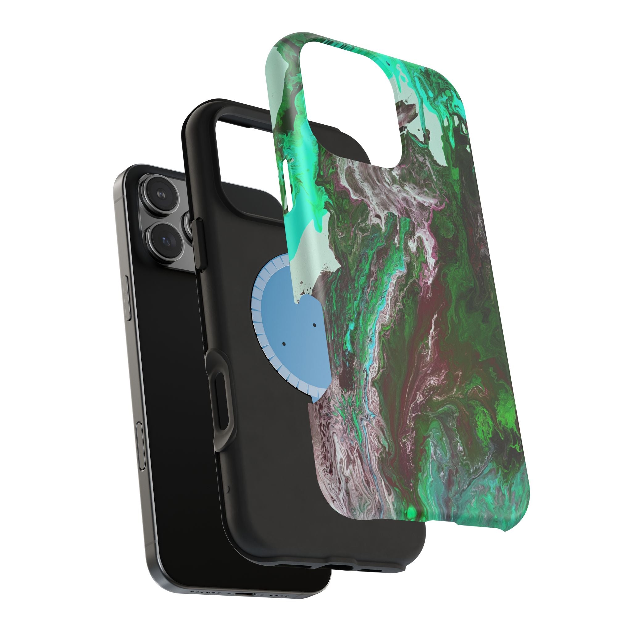 Mint Overdrive X MagSafe iPhone Case – Abstract Art Design, Shockproof for iPhone 14–17 Pro & Pro Max