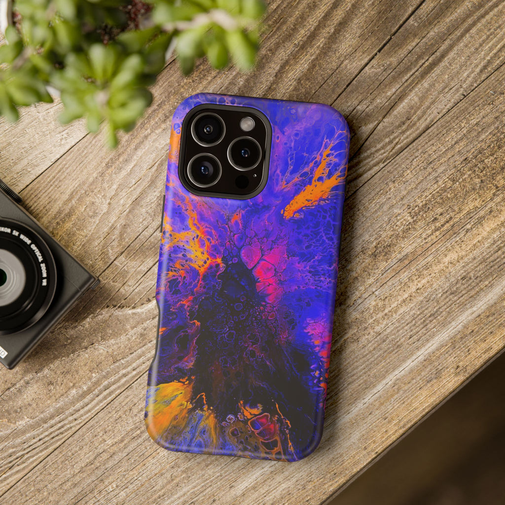 Cobalt Storm MagSafe iPhone Case – Abstract Art Design, Shockproof for iPhone 14–17 Pro & Pro Max