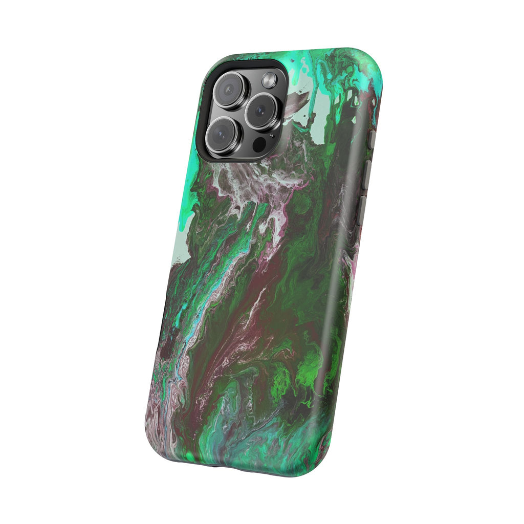Mint Overdrive X MagSafe iPhone Case – Abstract Art Design, Shockproof for iPhone 14–17 Pro & Pro Max