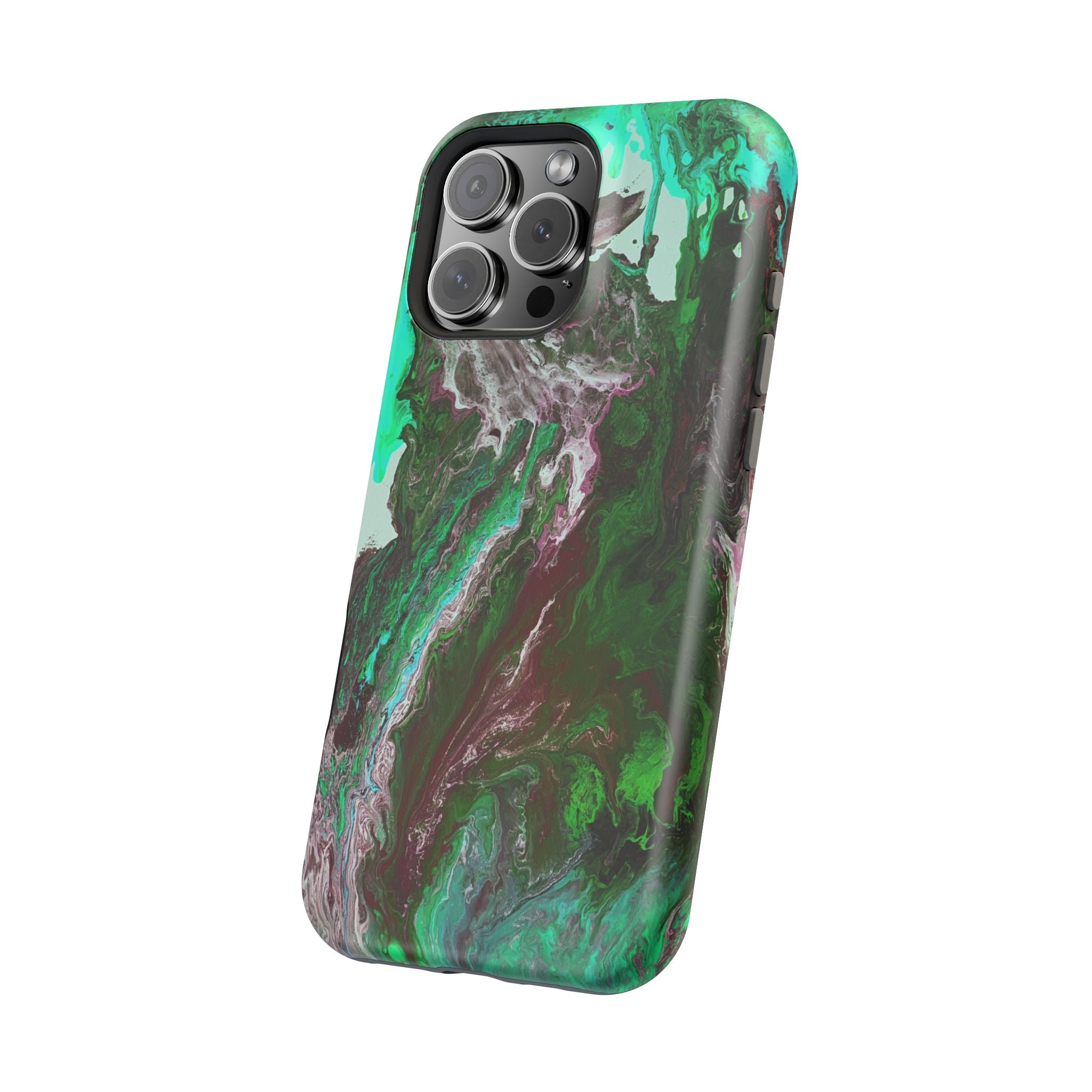 Mint Overdrive X MagSafe iPhone Case – Abstract Art Design, Shockproof for iPhone 14–17 Pro & Pro Max