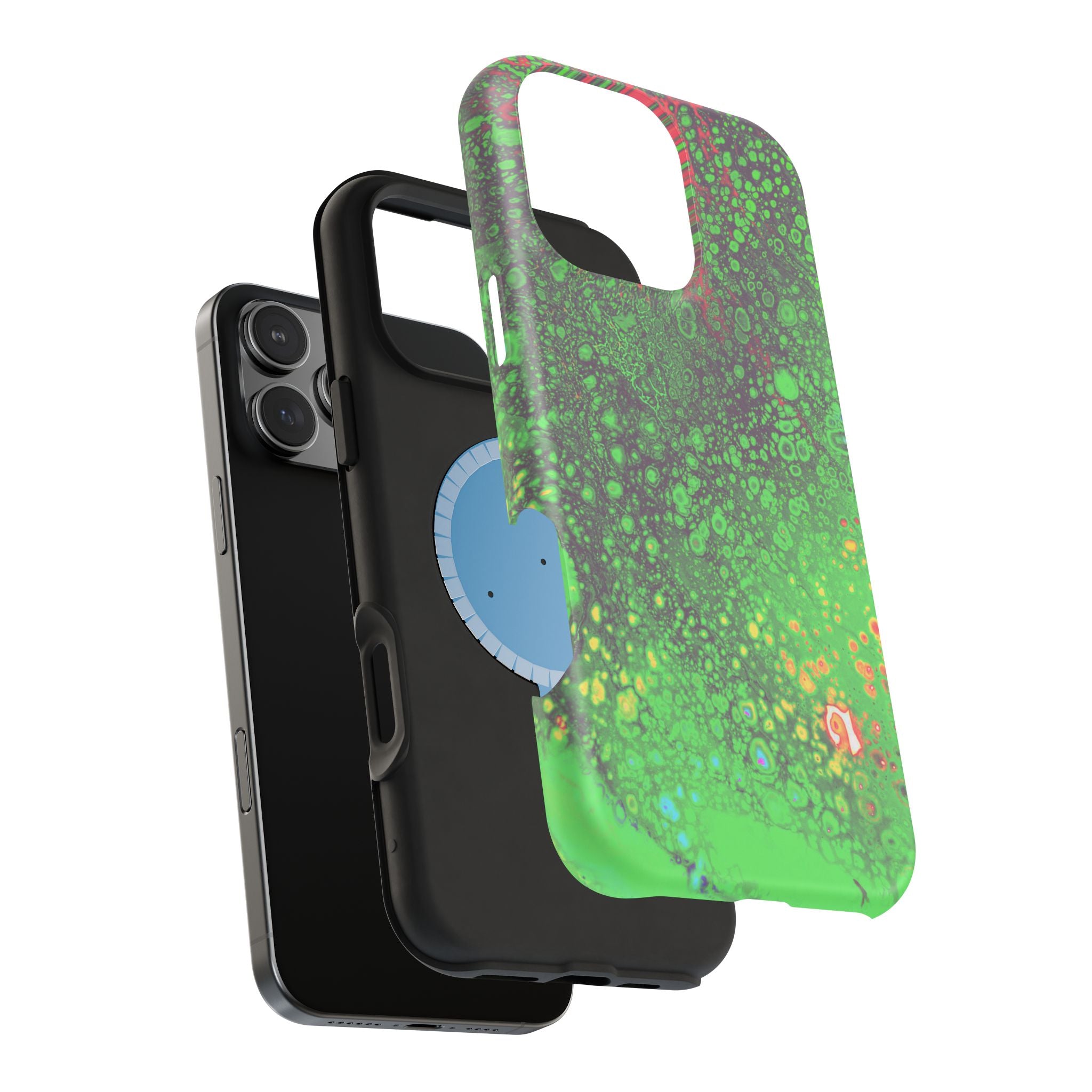 Toxic Pulse MagSafe iPhone Case – Abstract Art Design, Shockproof for iPhone 14–17 Pro & Pro Max