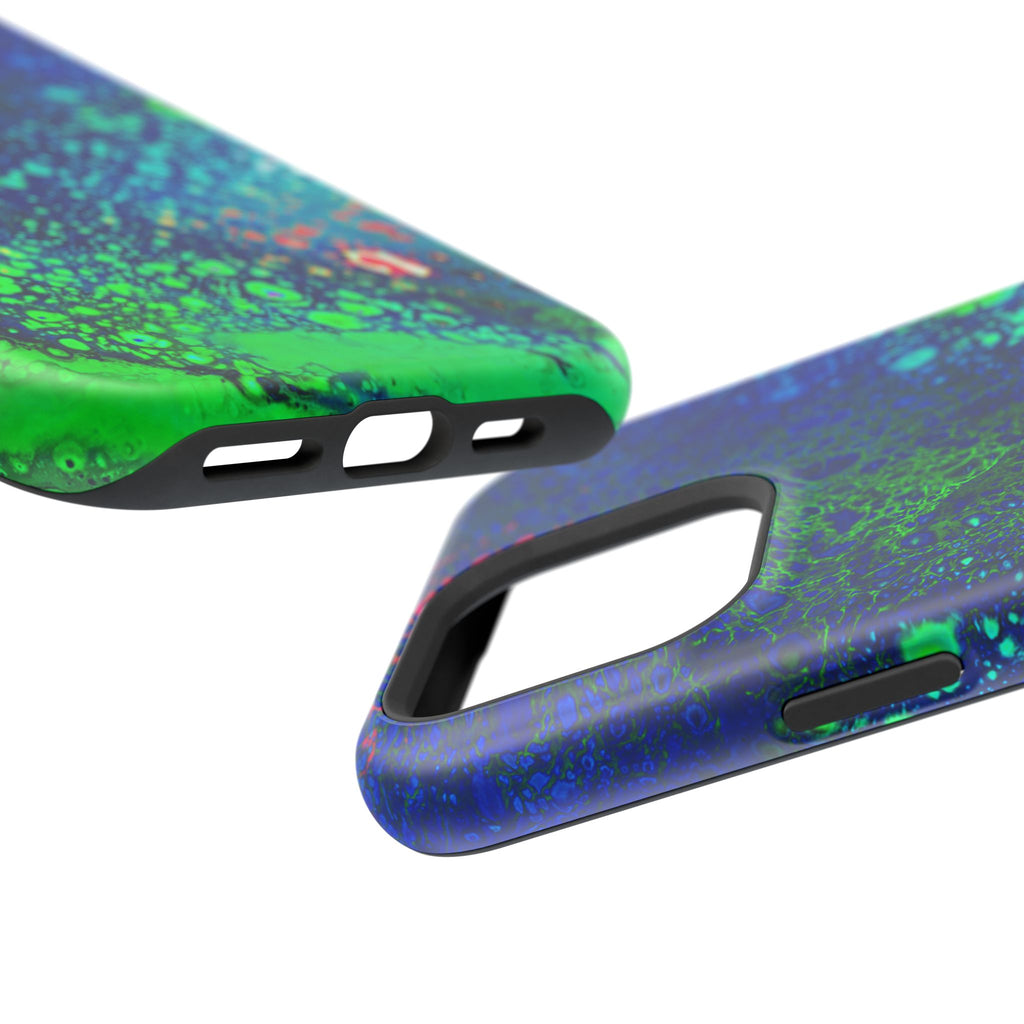 Techno Bloom MagSafe iPhone Case – Abstract Art Design, Shockproof for iPhone 14–17 Pro & Pro Max