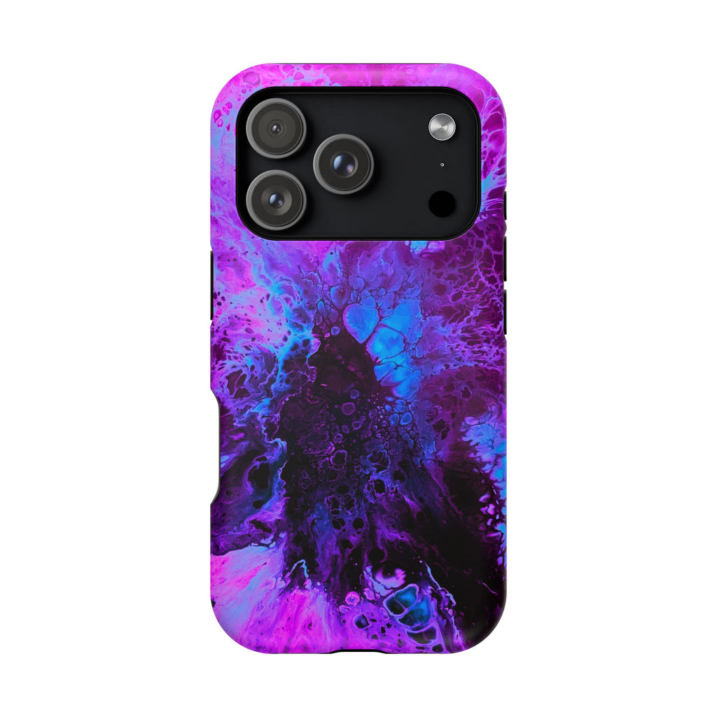 Violet Nebula MagSafe iPhone Case – Abstract Art Design, Shockproof for iPhone 14–17 Pro & Pro Max