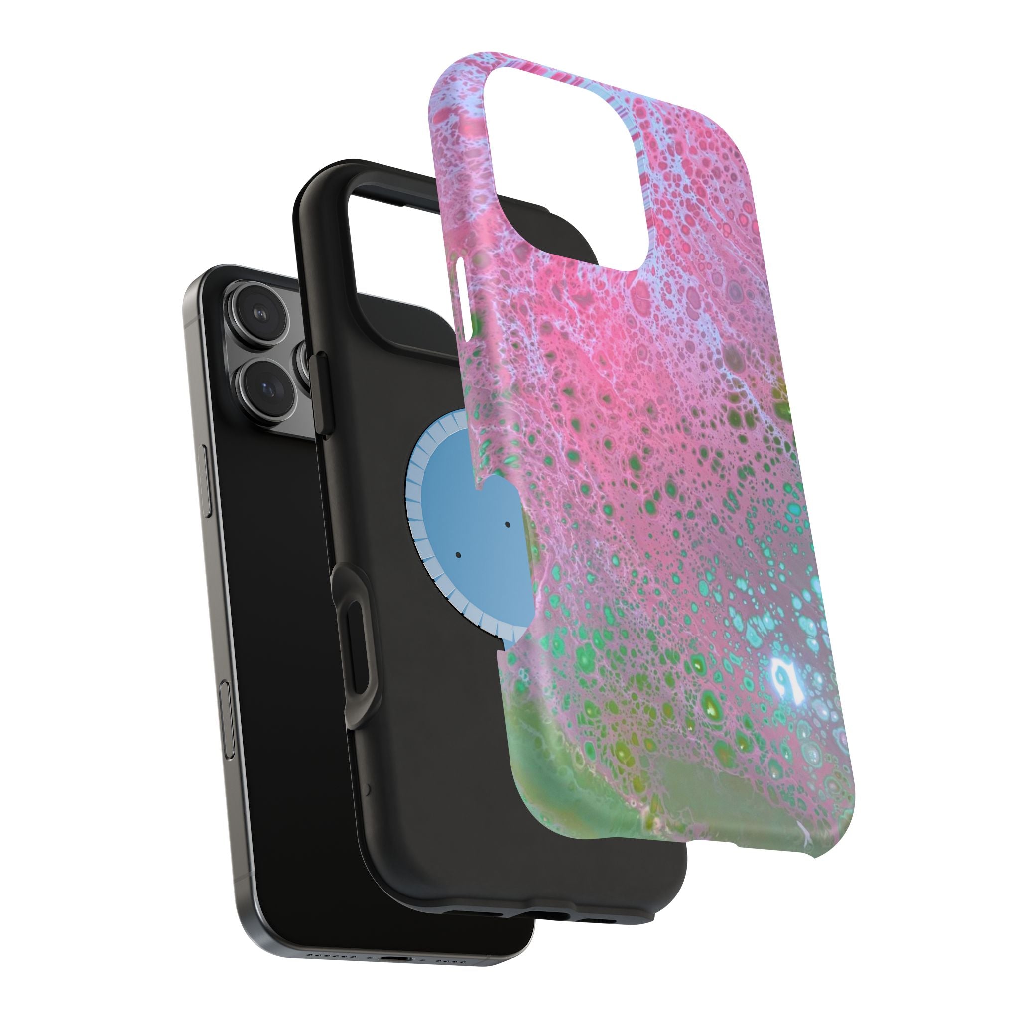 Acid Pink MagSafe iPhone Case – Abstract Art Design, Shockproof for iPhone 14–17 Pro & Pro Max