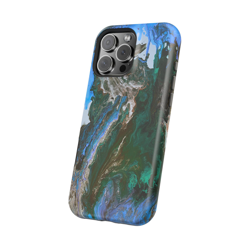 Cobalt Overdrive X MagSafe iPhone Case – Abstract Art Design, Shockproof for iPhone 14–17 Pro & Pro Max